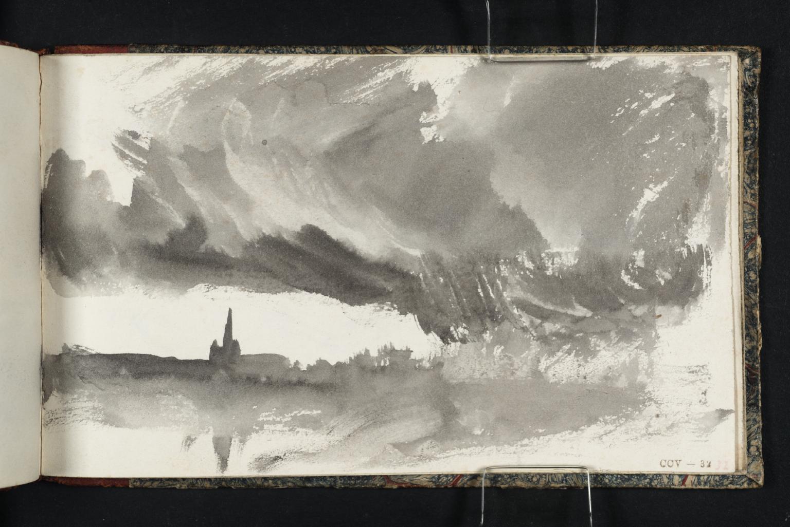 ?A Church Spire Reflected in Water, with Storm Clouds by Joseph Mallord William Turner
