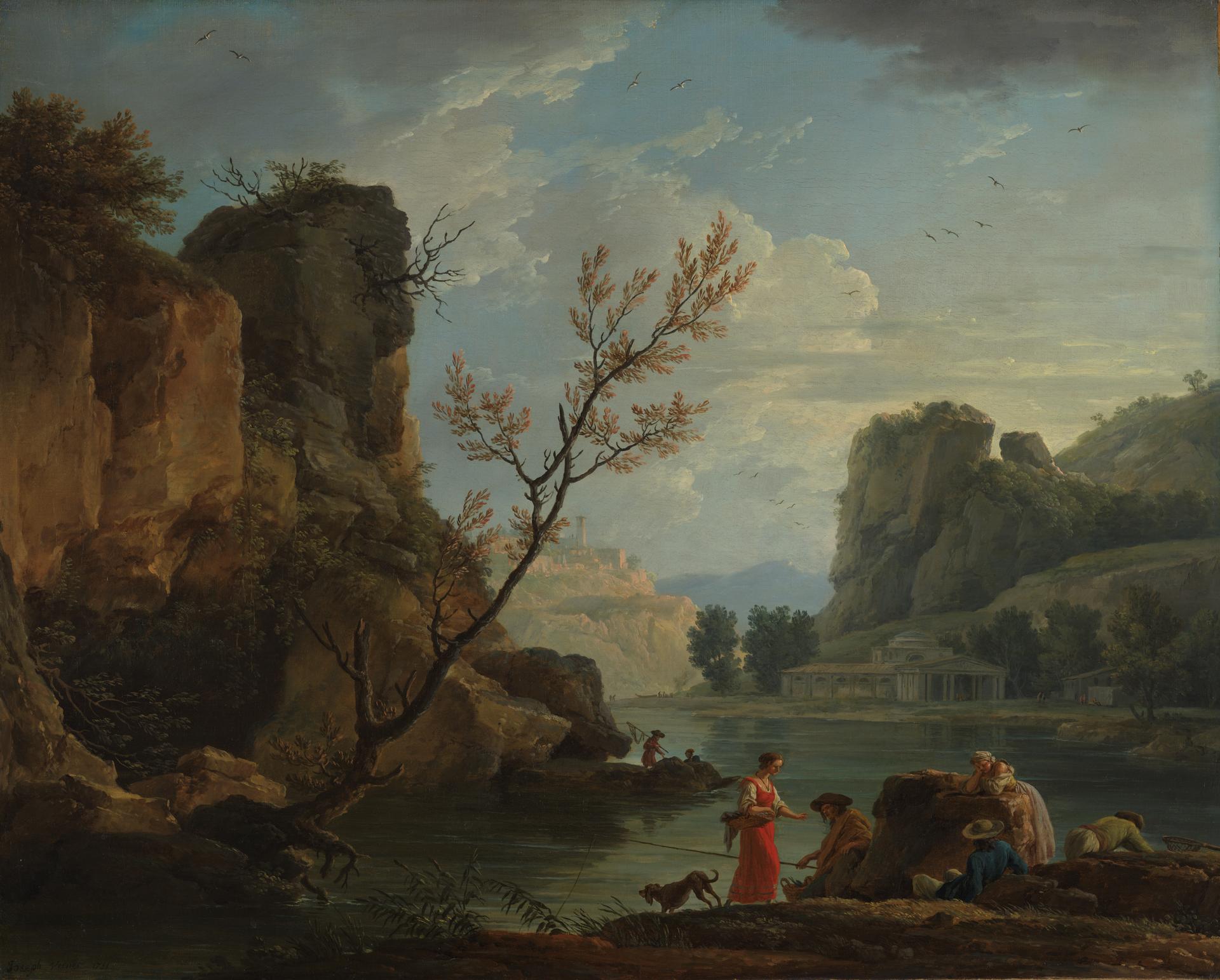 A River with Fishermen by Claude-Joseph Vernet