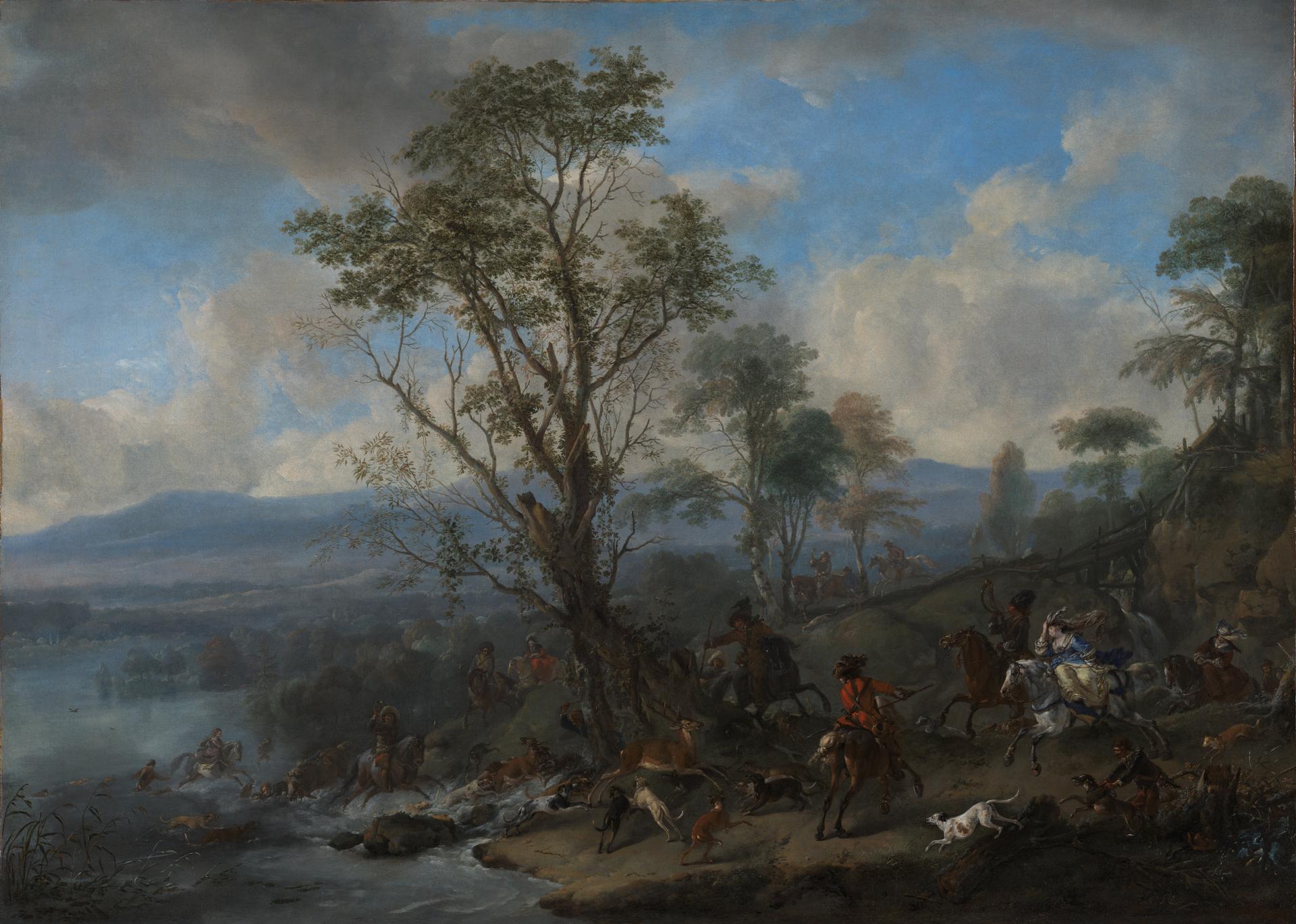 A Stag Hunt by Philips Wouwerman