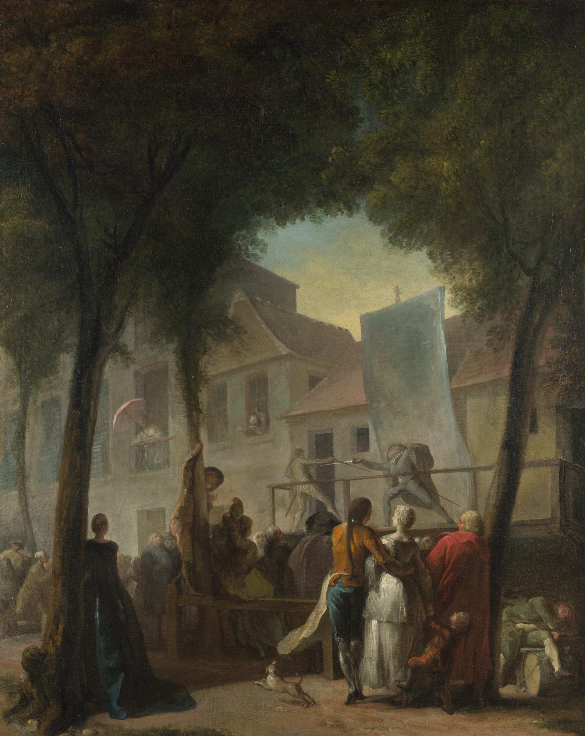 A Street Show in Paris by Gabriel-Jacques de Saint-Aubin