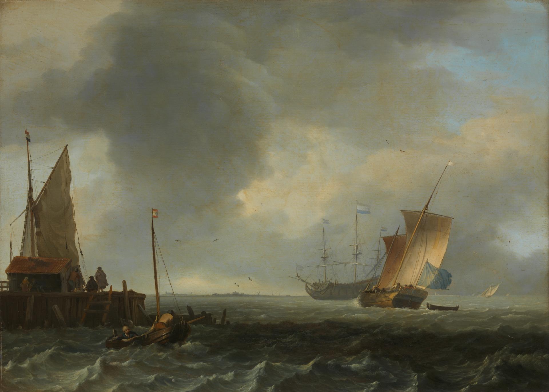 A View across a River near Dordrecht (?) by Ludolf Bakhuizen