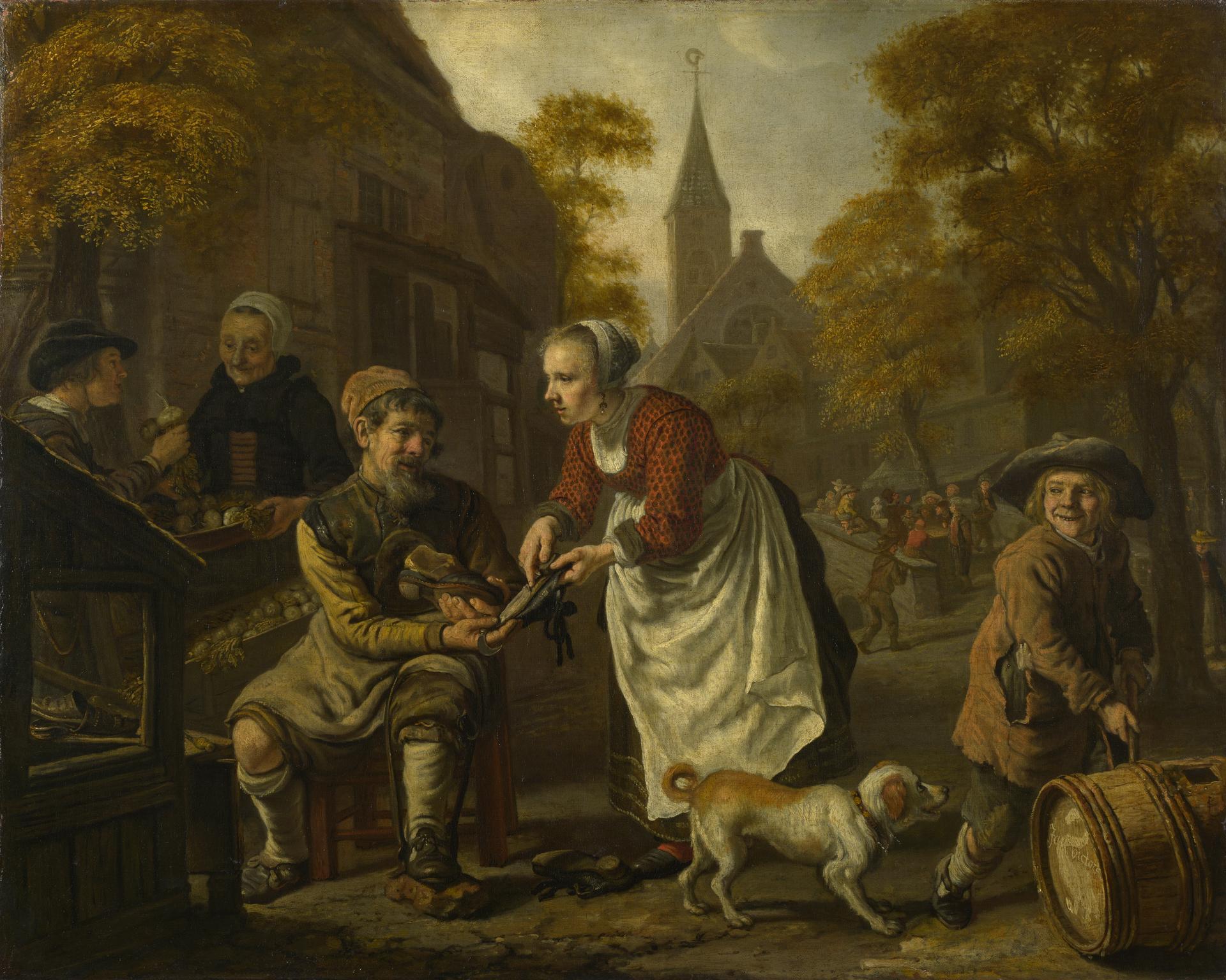 A Village Scene with a Cobbler by Jan Victors