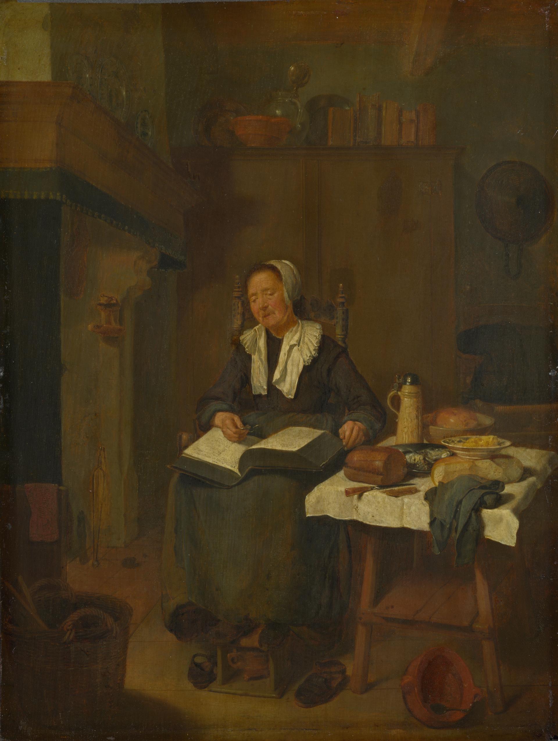 A Woman Asleep by a Fire by Quiringh van Brekelenkam
