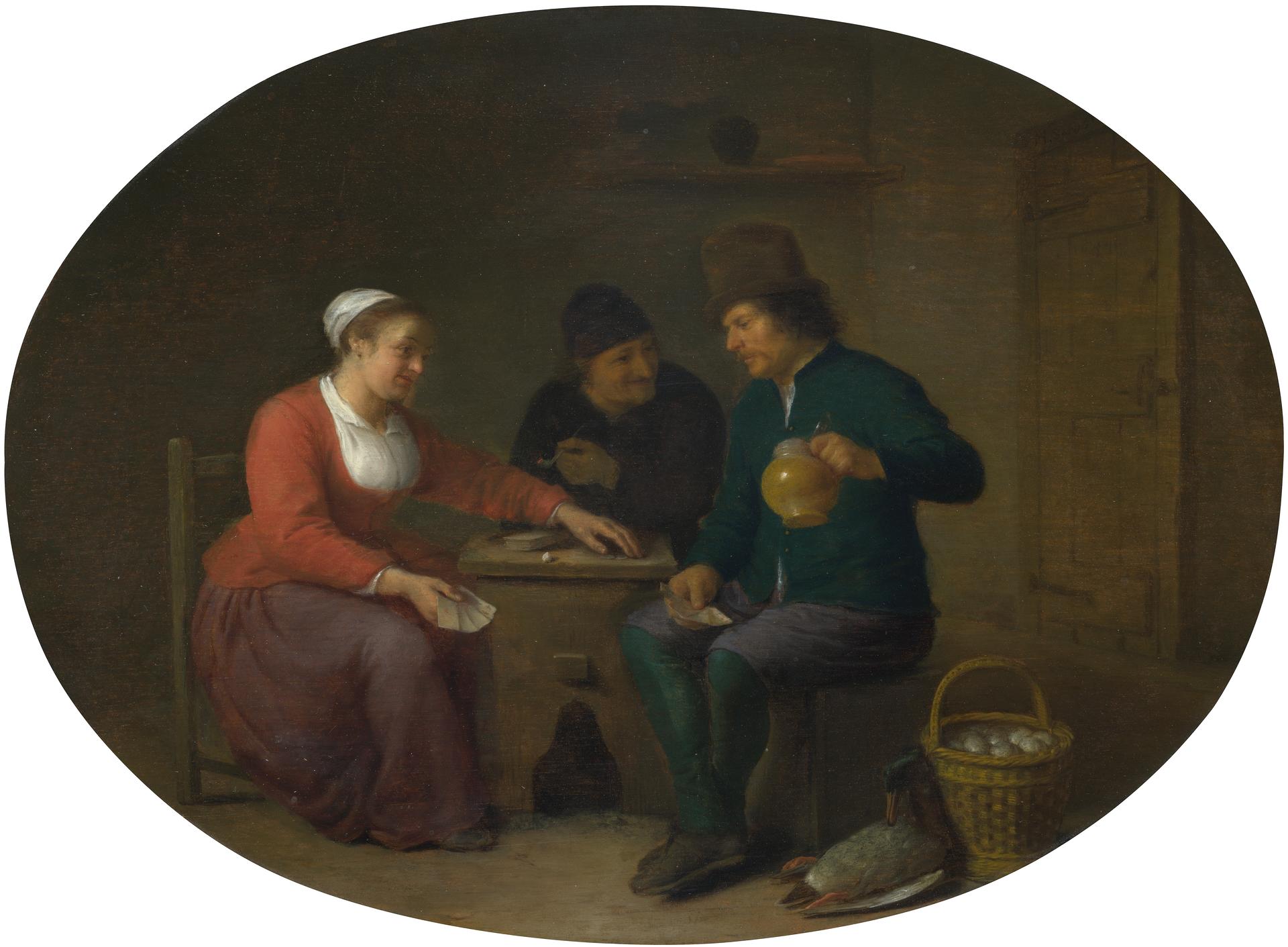 A Woman playing Cards with Two Peasants by Hendrick Sorgh