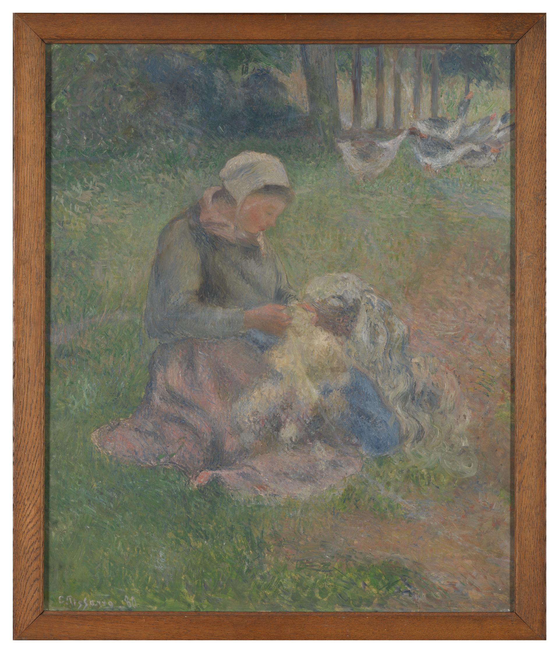 A Wool-Carder by Camille Pissarro
