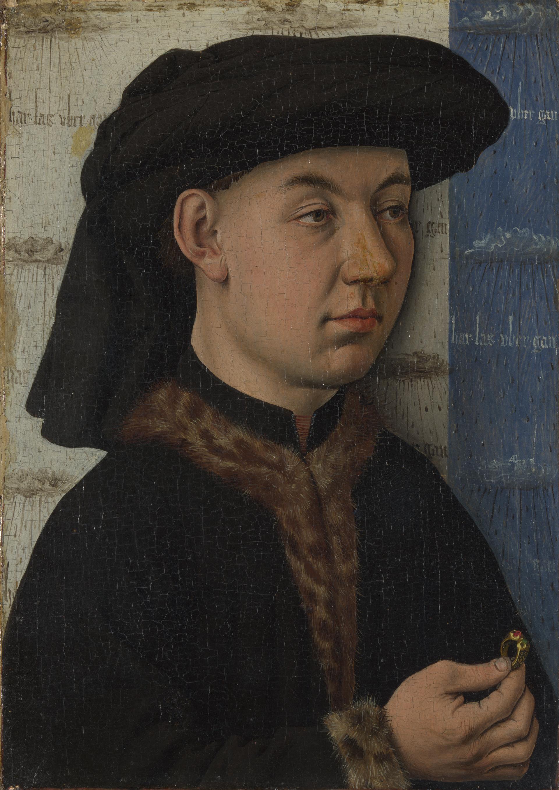 A Young Man holding a Ring by Jan van Eyck