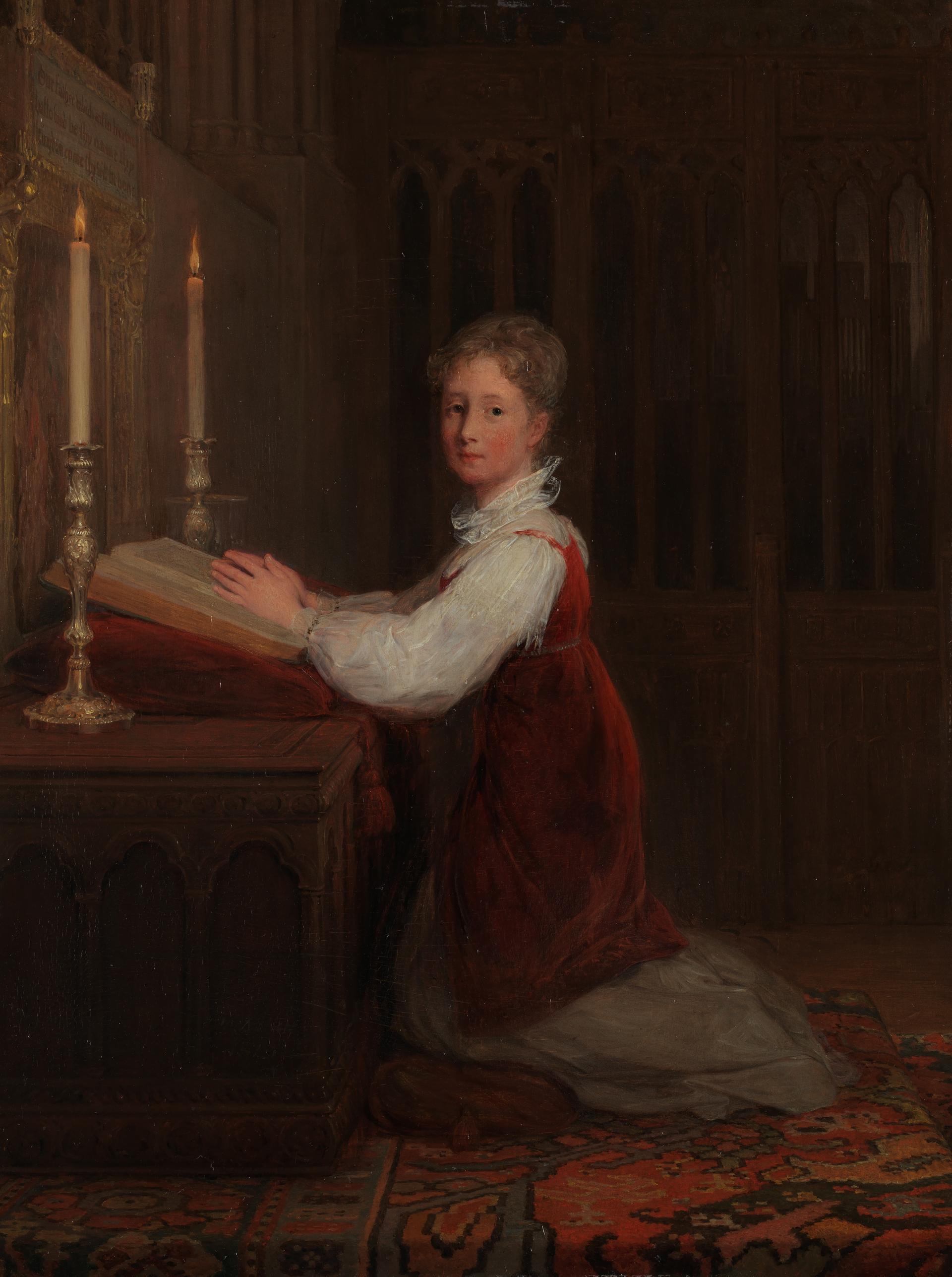 A Young Woman kneeling at a Prayer Desk by Sir David Wilkie