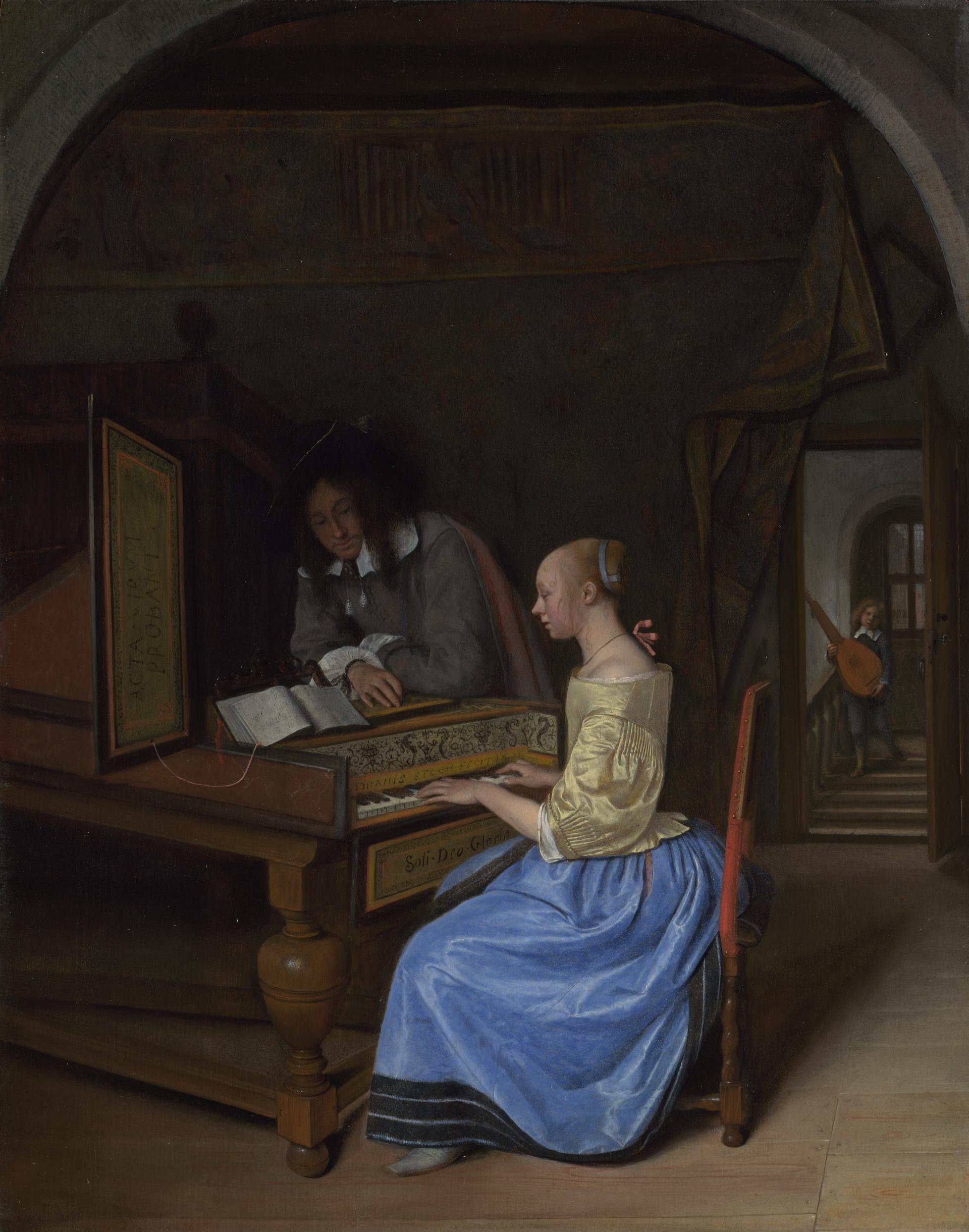 A Young Woman playing a Harpsichord to a Young Man by Jan Steen