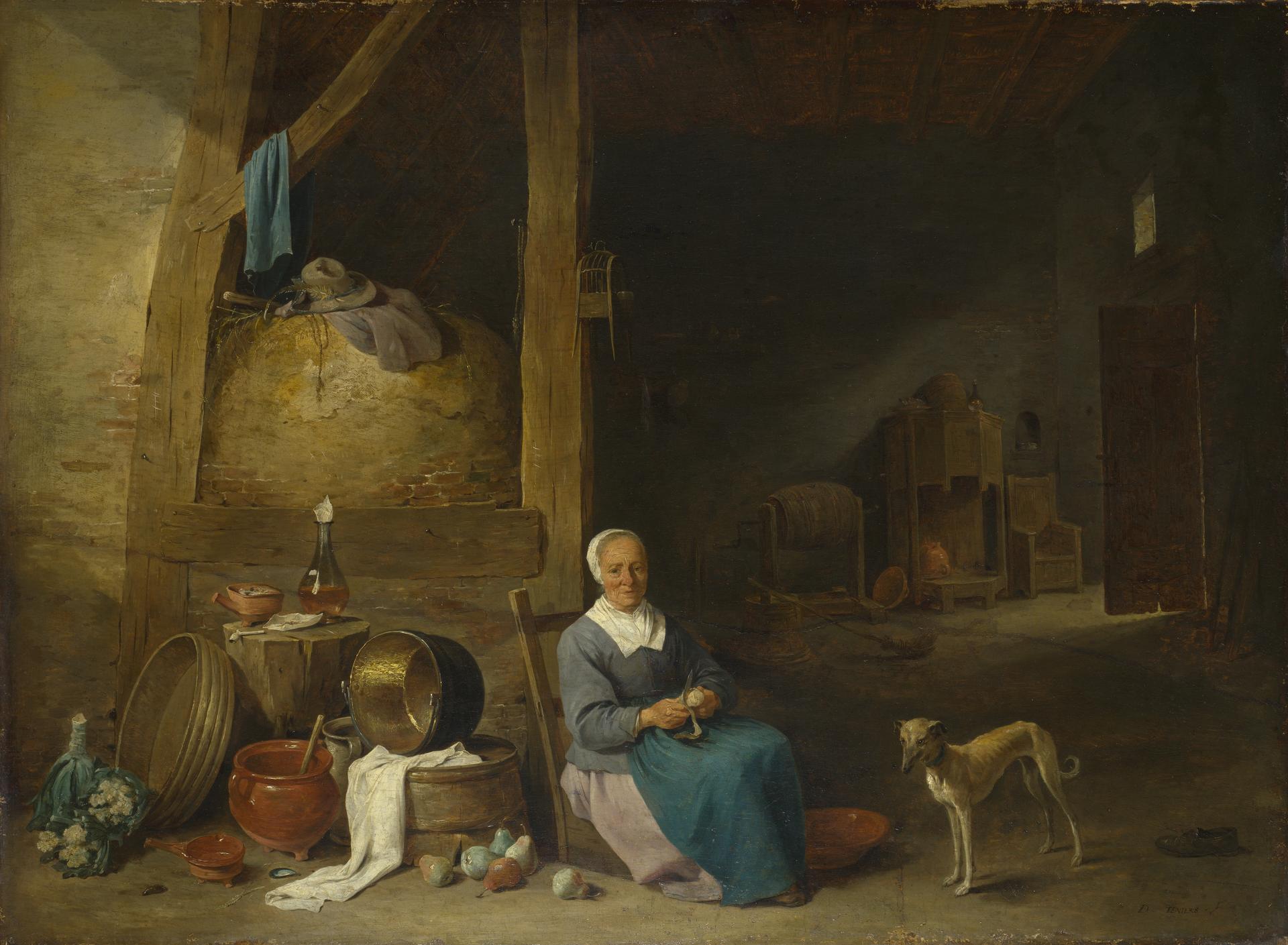 An Old Woman peeling Pears by David Teniers the Younger