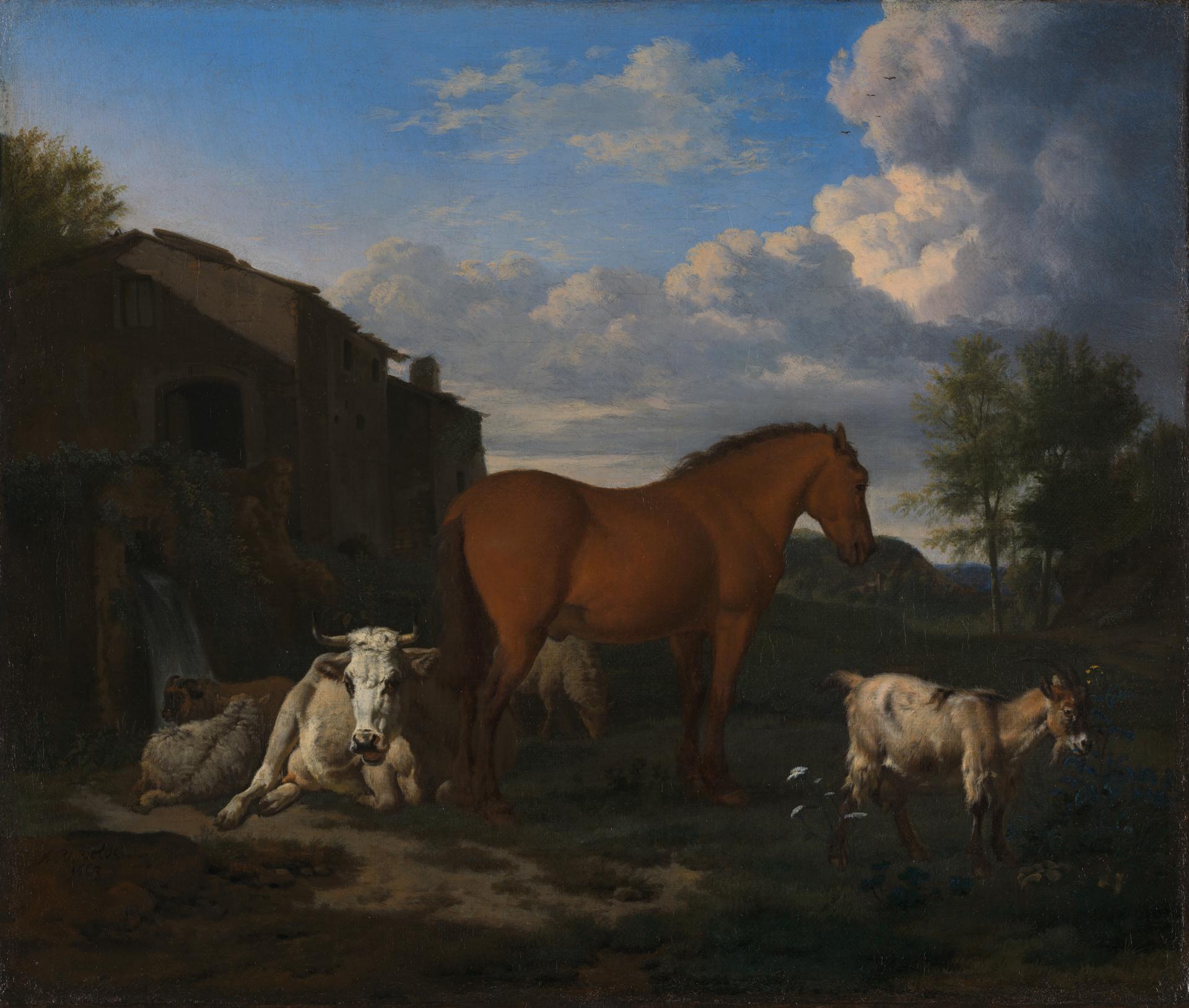 Animals near a Building by Adriaen van de Velde