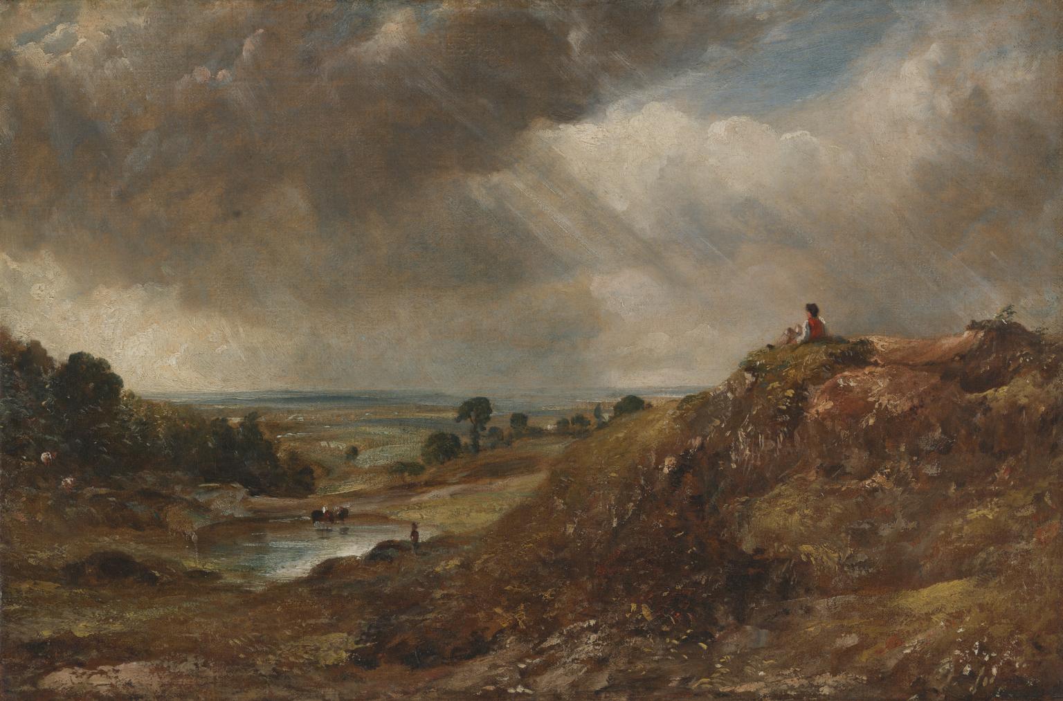 Branch Hill Pond, Hampstead Heath, with a Boy Sitting on a Bank by John Constable