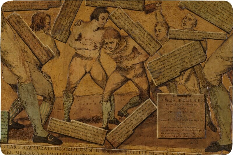'Dan beating the Phillistines [Philistines]' (Tom Johnson (Thomas Jackling); Tom Johnson (Thomas Jackling); William ('Bill') Ward; Joseph ('Joe') Ward; John Jackson) by Samuel William Fores
