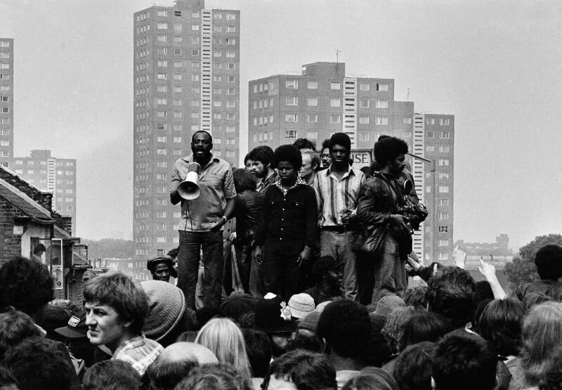 Darcus Howe (Anti-National Front Demonstration, Lewisham) by Syd Shelton