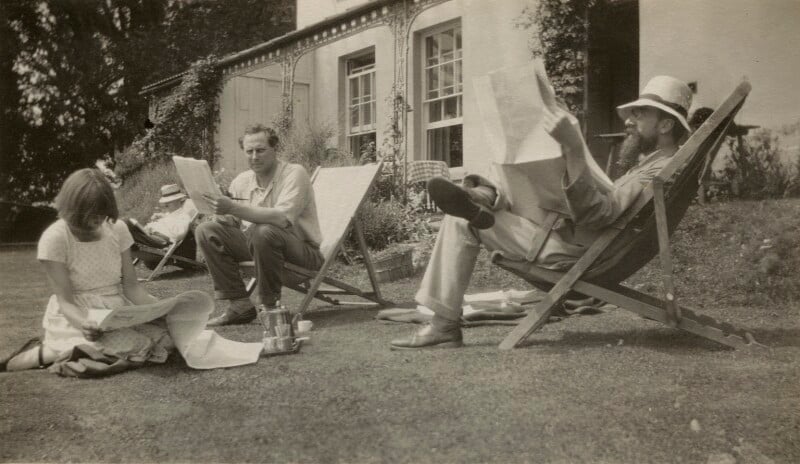 Dora Carrington; Saxon Arnold Sydney-Turner; Ralph Partridge; Lytton Strachey by Frances Catherine Partridge (née Marshall)