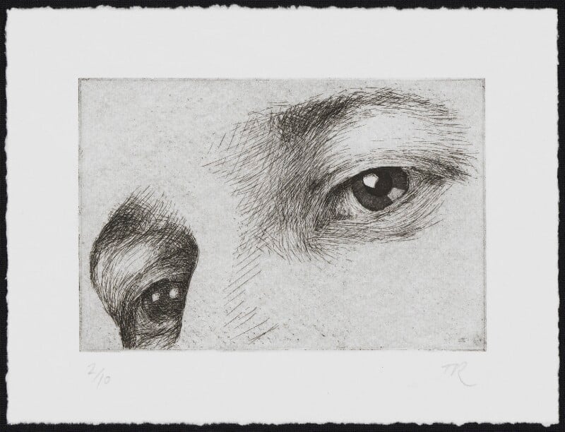 Etching and aquatint of a pair of eyes by Amy-Jane Blackhall