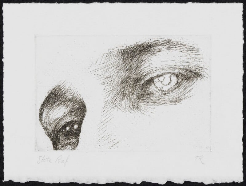 Etching of a pair of eyes by Amy-Jane Blackhall