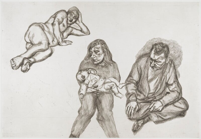 'Four Figures' (Leigh Bowery; Isobel ‘Ib’ Boyt; Alice Boyt; Cerith Wyn Evans) by Lucian Freud