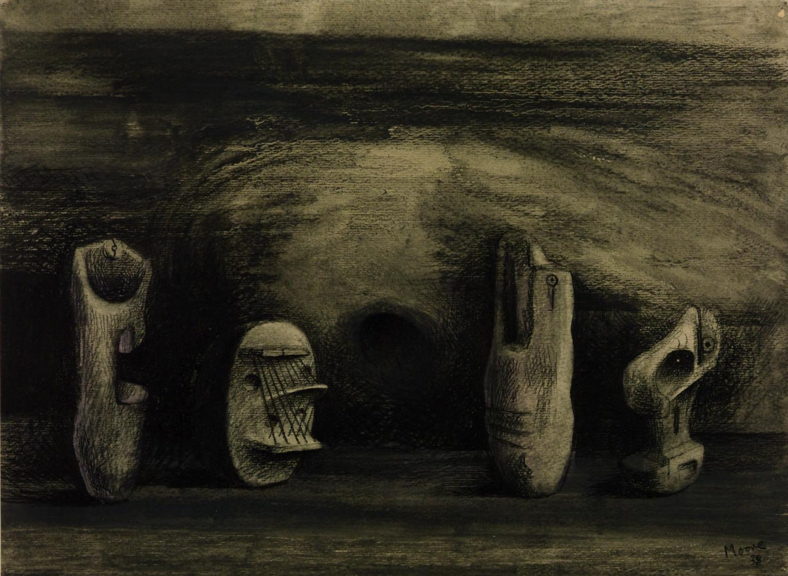 Four Forms, drawing for a Sculpture by Henry Moore OM, CH