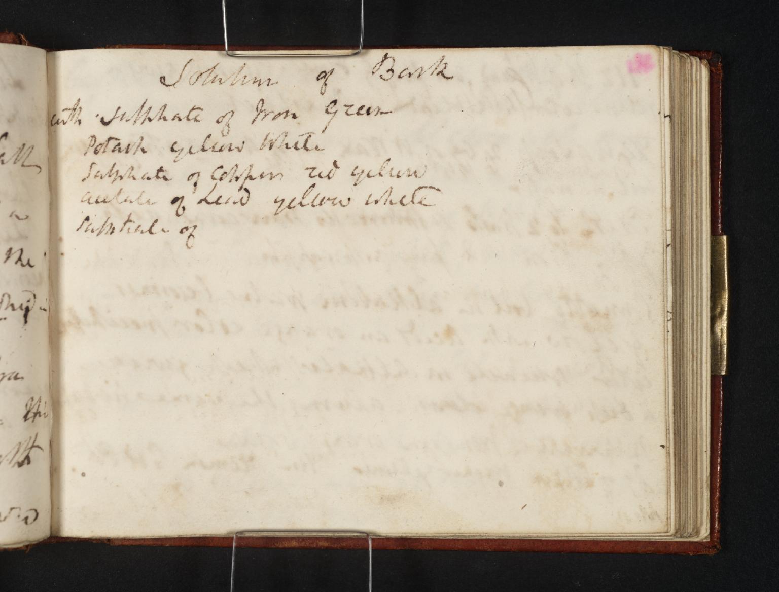Inscription by Turner: Notes from Nicholson’s ‘Dictionary of Practical and Theoretical Chemistry’ by Joseph Mallord William Turner