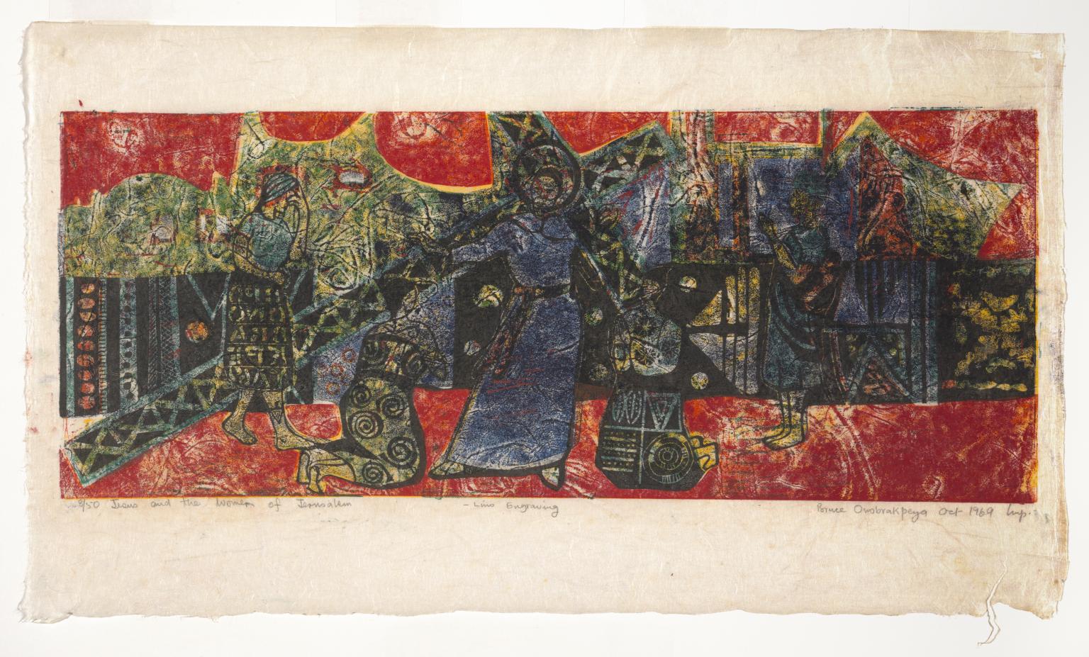 Jesus and the women of Jerusalem by Bruce Onobrakpeya