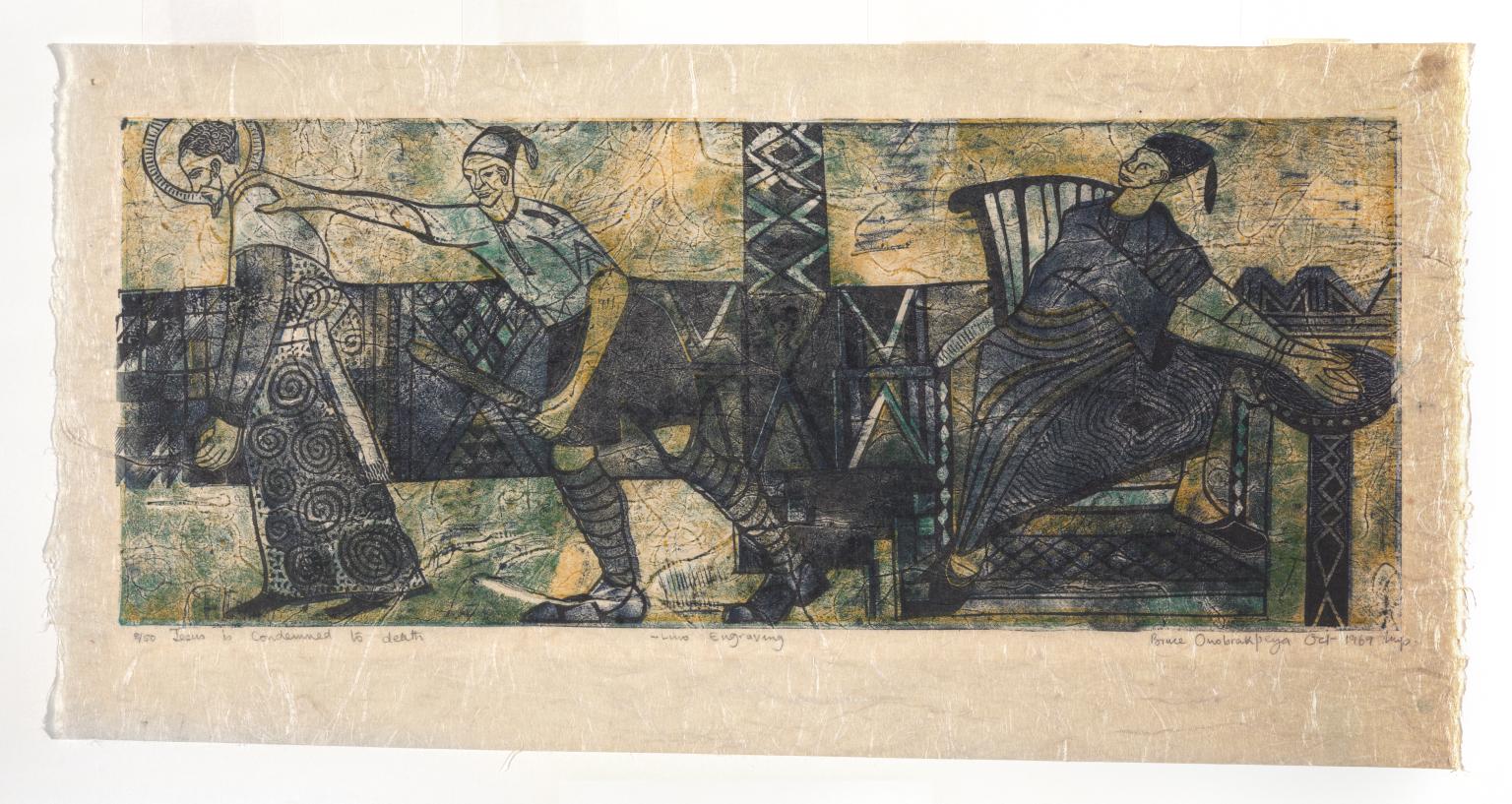 Jesus is condemned to death by Bruce Onobrakpeya