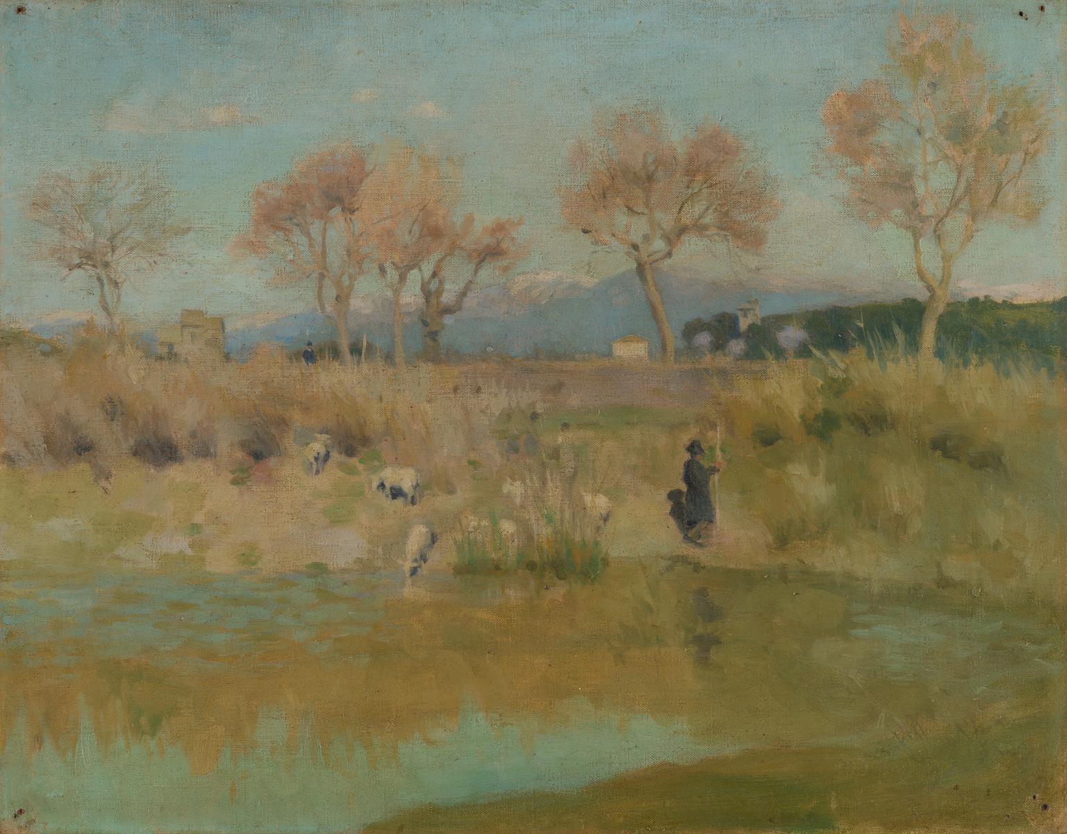 Landscape with Shepherd, near Villa Madama, Rome by Roger Fry