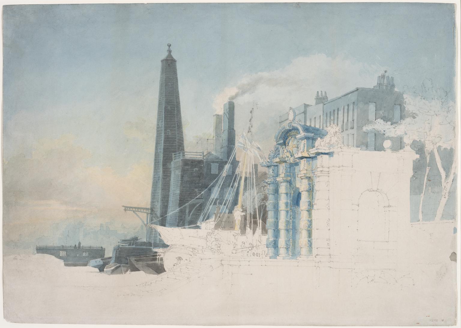 London: York House Water-Gate, Westminster, with York Buildings Waterworks by Joseph Mallord William Turner