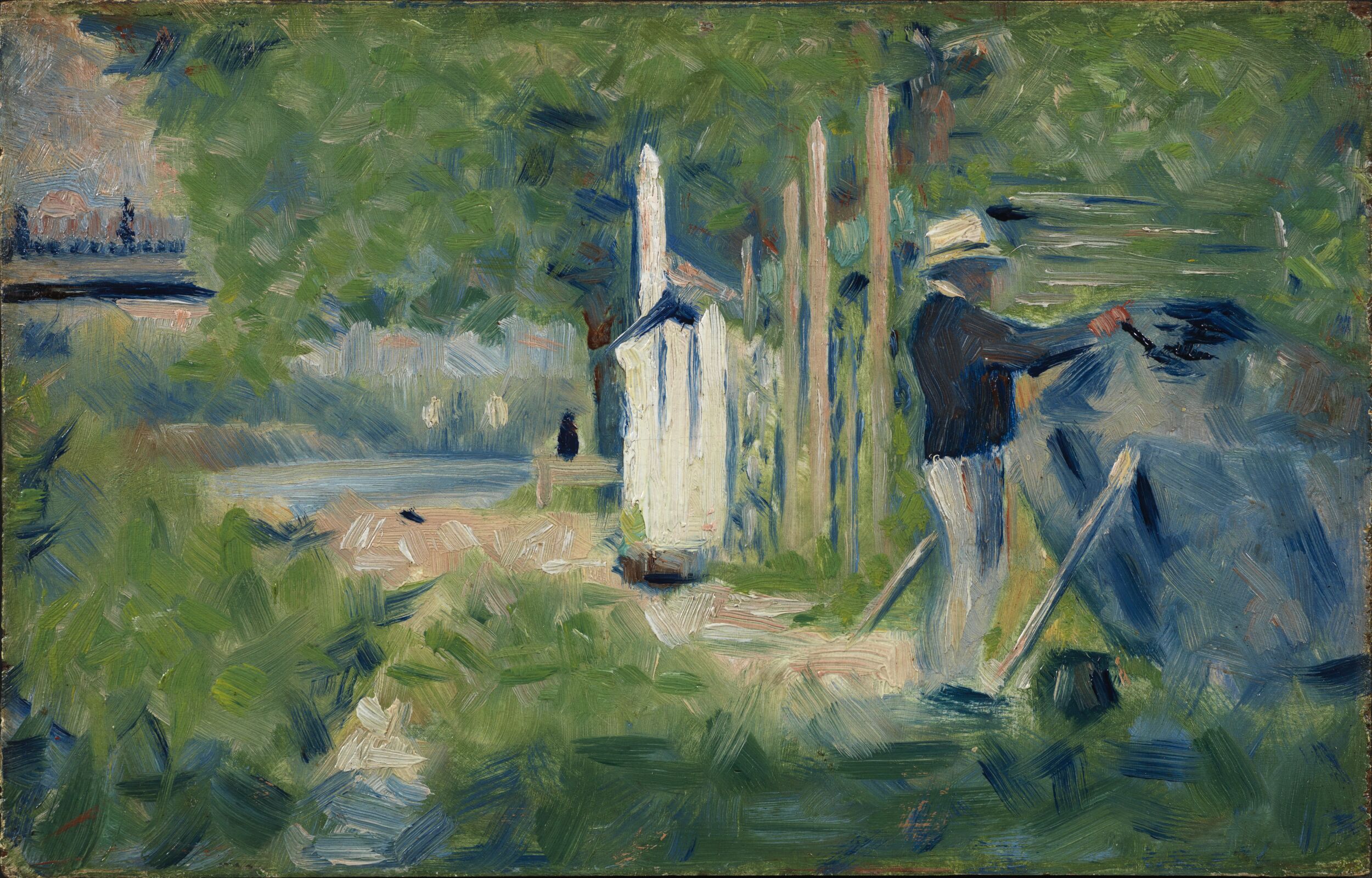 Man painting a boat by Georges Seurat