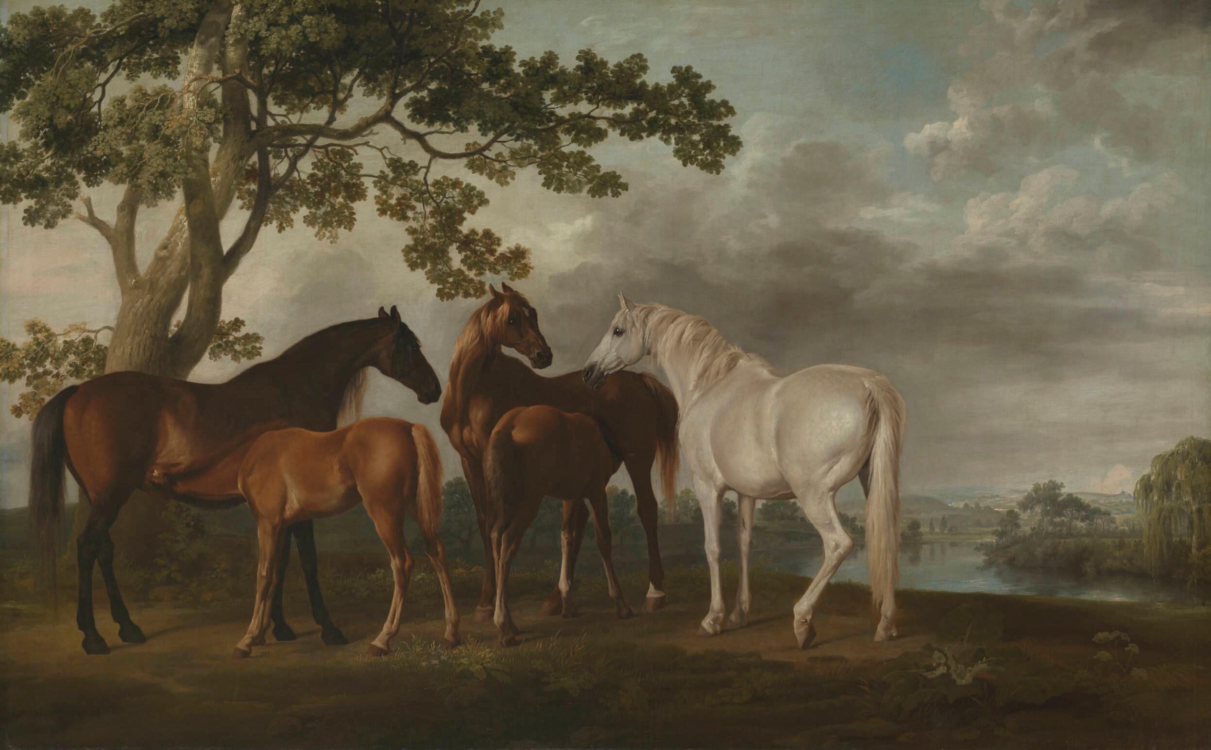 Mares and Foals in a River Landscape by George Stubbs