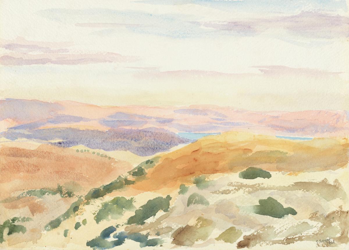 Mountains of Moab and the Dead Sea from the Road to the Mount of Olives by Emily Sargent