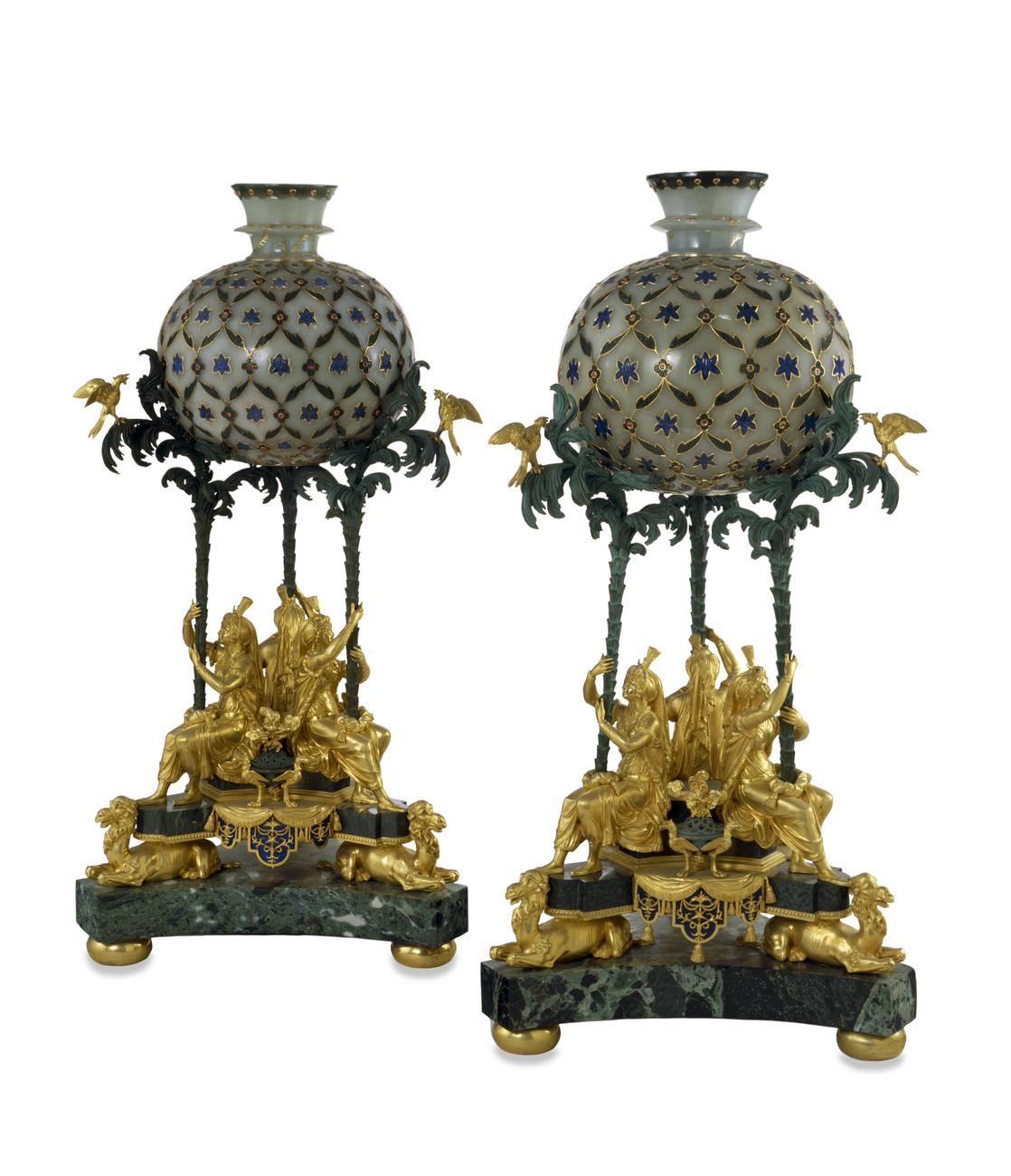 Mughal jade huqqa bases