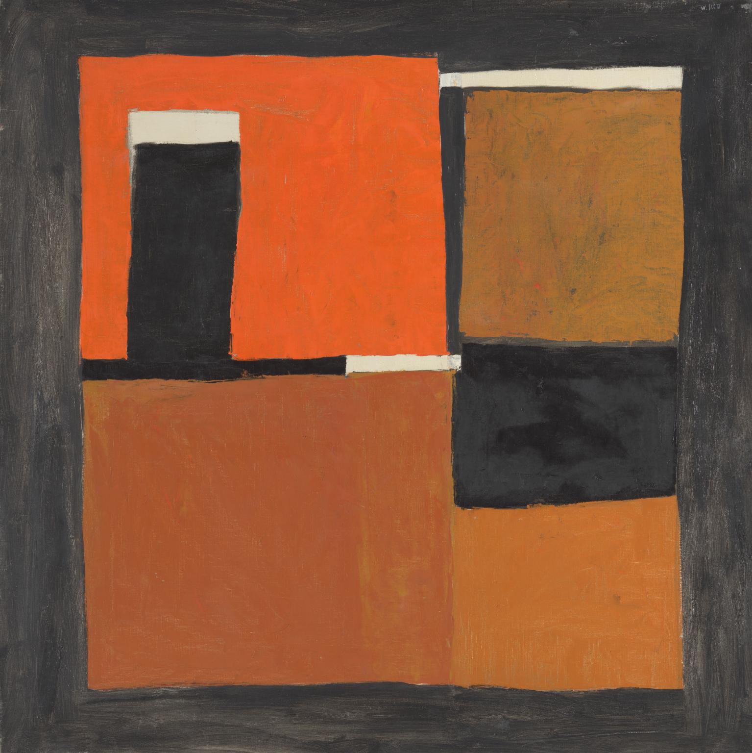 Orange, Black and White Composition by William Scott