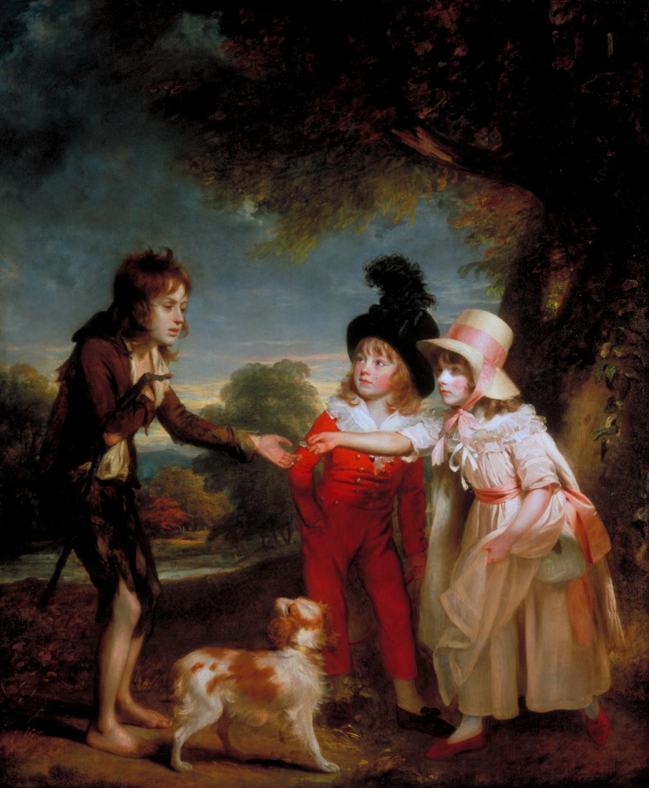 Portrait of Sir Francis Ford’s Children Giving a Coin to a Beggar Boy by Sir William Beechey
