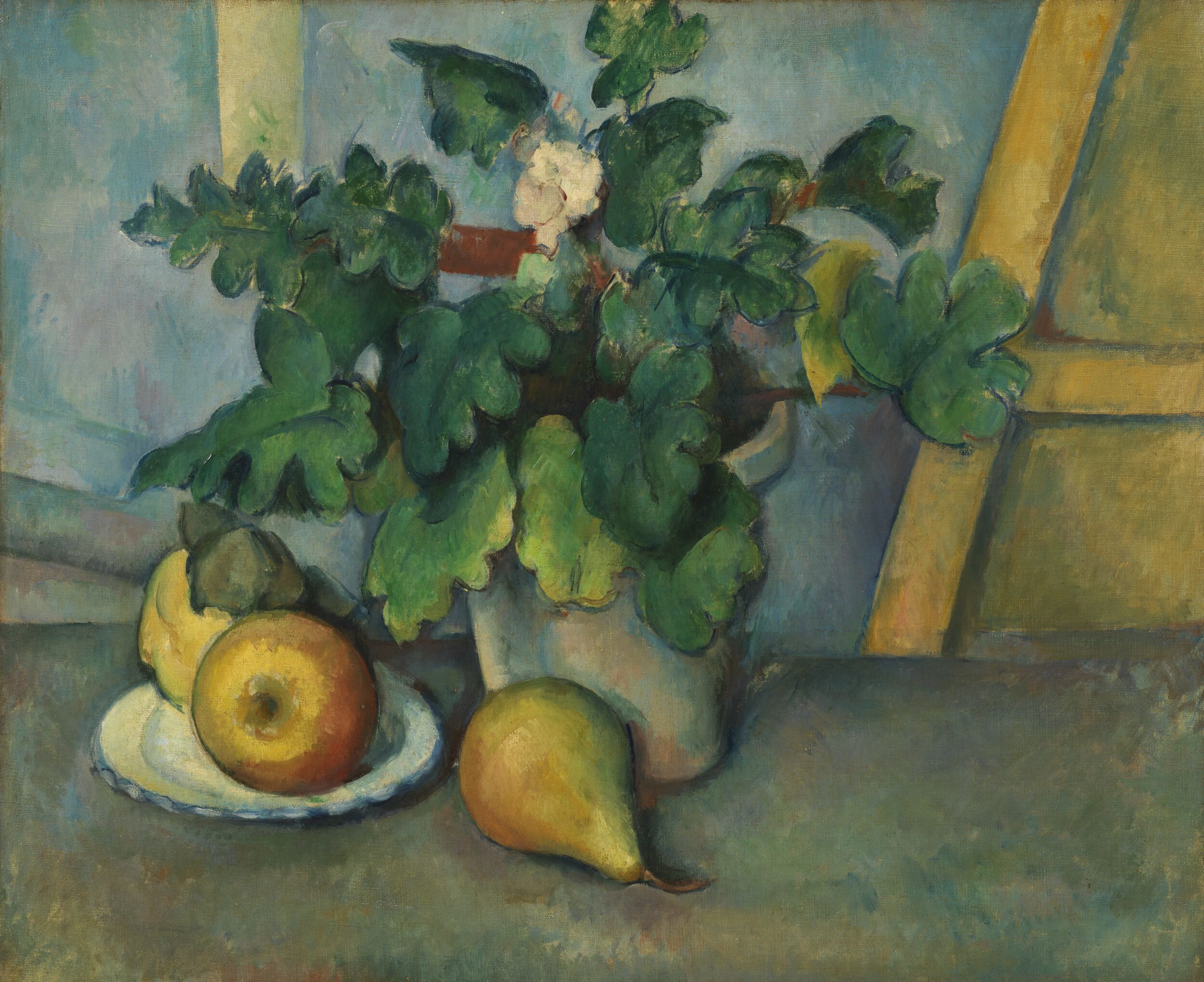 Pot of Flowers and Fruit by Paul Cézanne