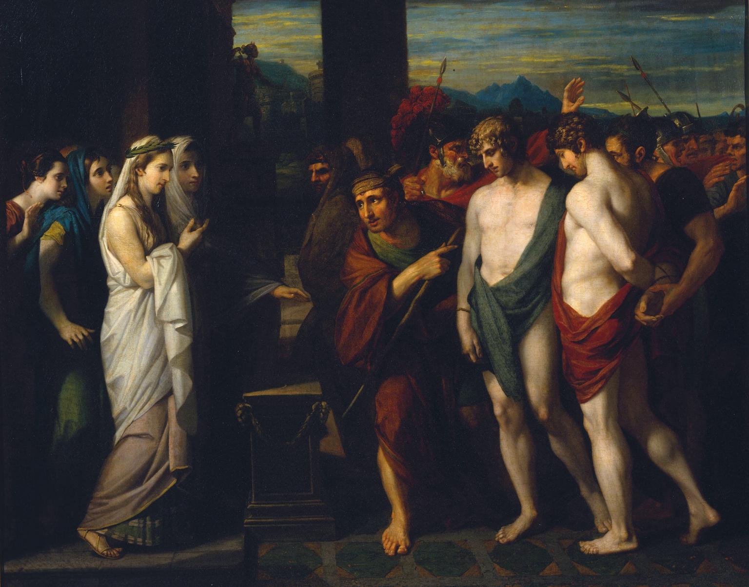 Pylades and Orestes Brought as Victims before Iphigenia by Benjamin West