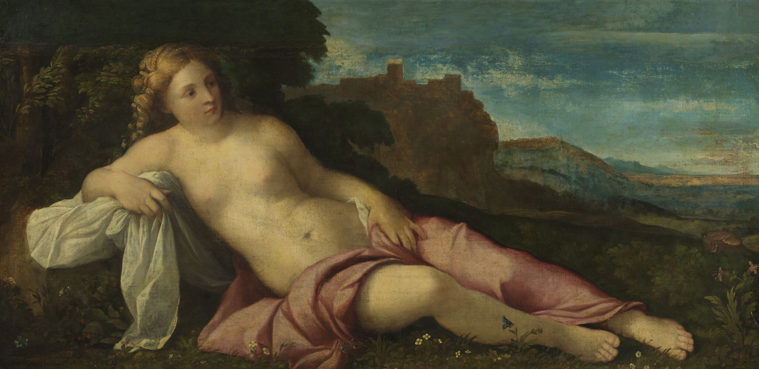 Reclining Woman in a Landscape by Jacopo, il vecchio Palma