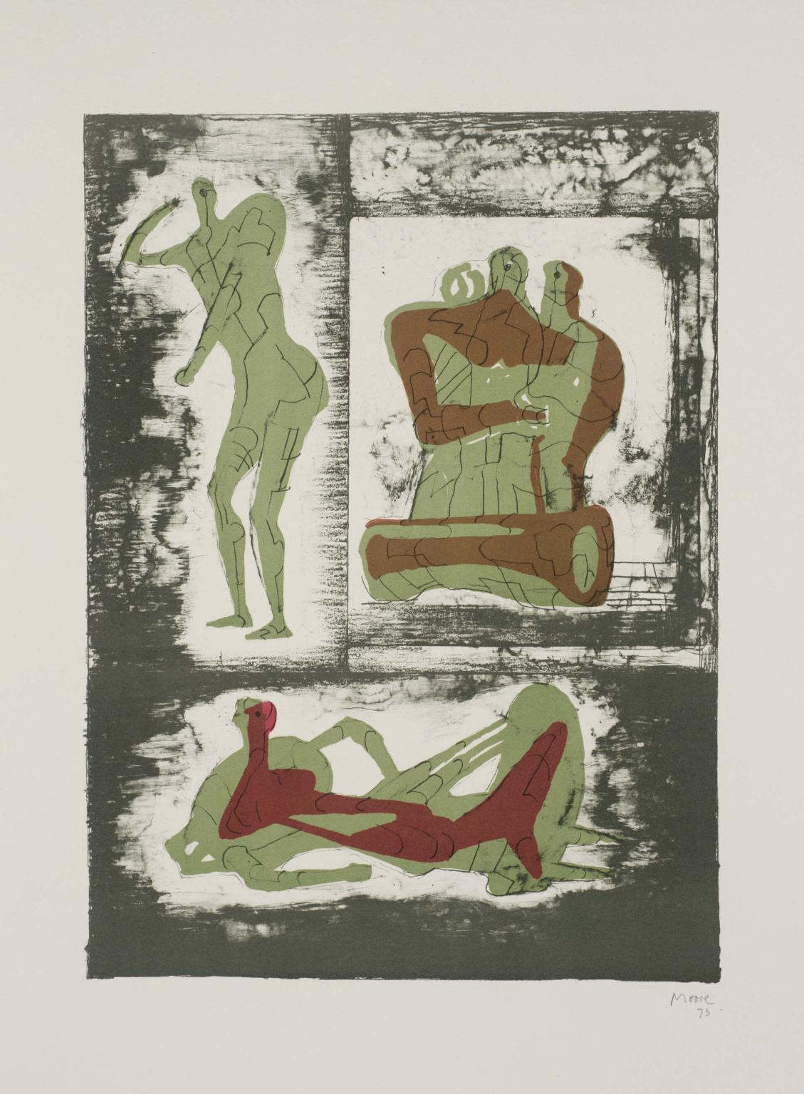 Reclining & Standing Figure and Family Group by Henry Moore OM, CH