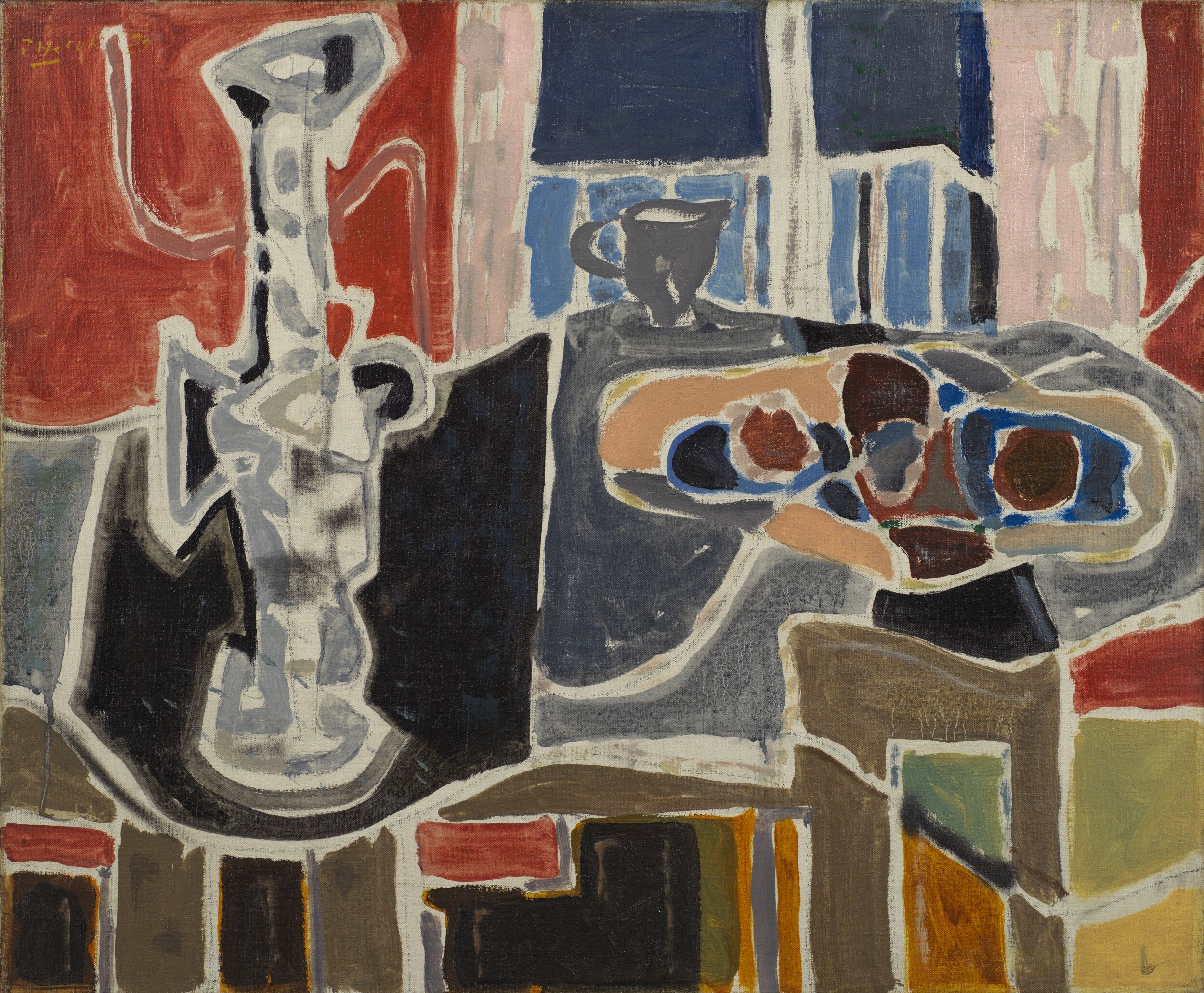 Red and Grey Still Life with Balcony Window by Patrick Heron