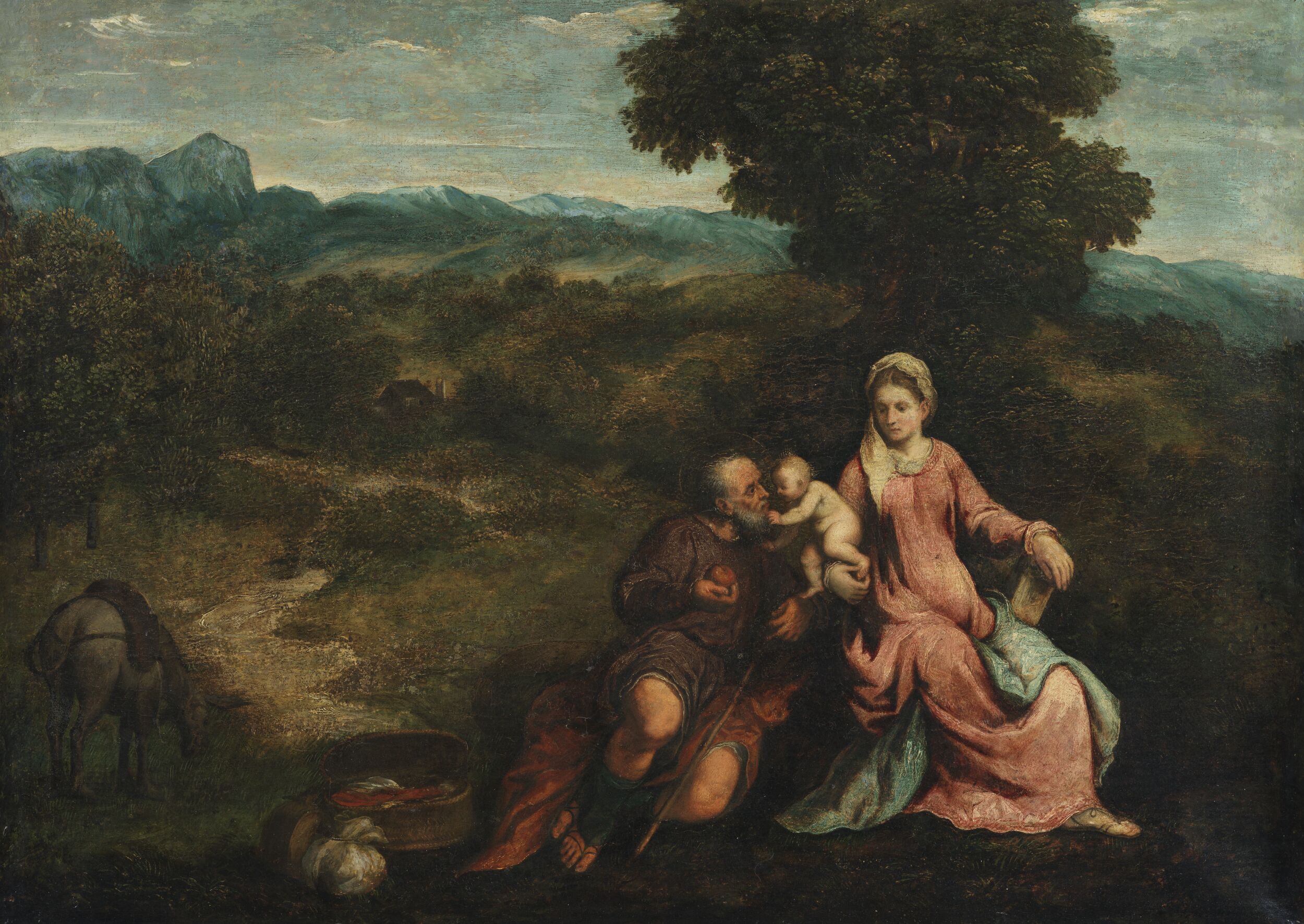 Rest on the Flight into Egypt by Paris Bordone