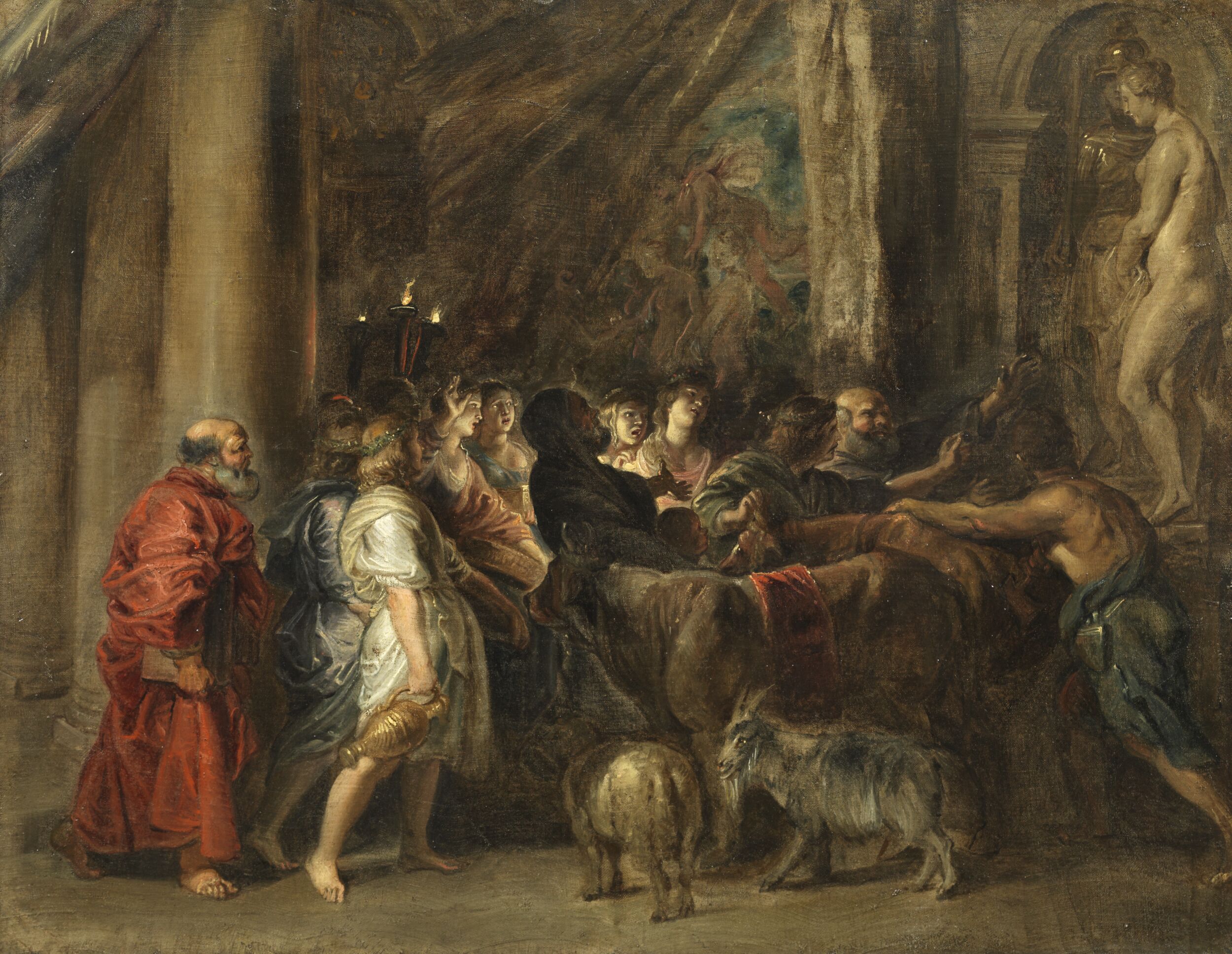 Sacrifice in a Temple (after Elsheimer) by Peter Paul Rubens