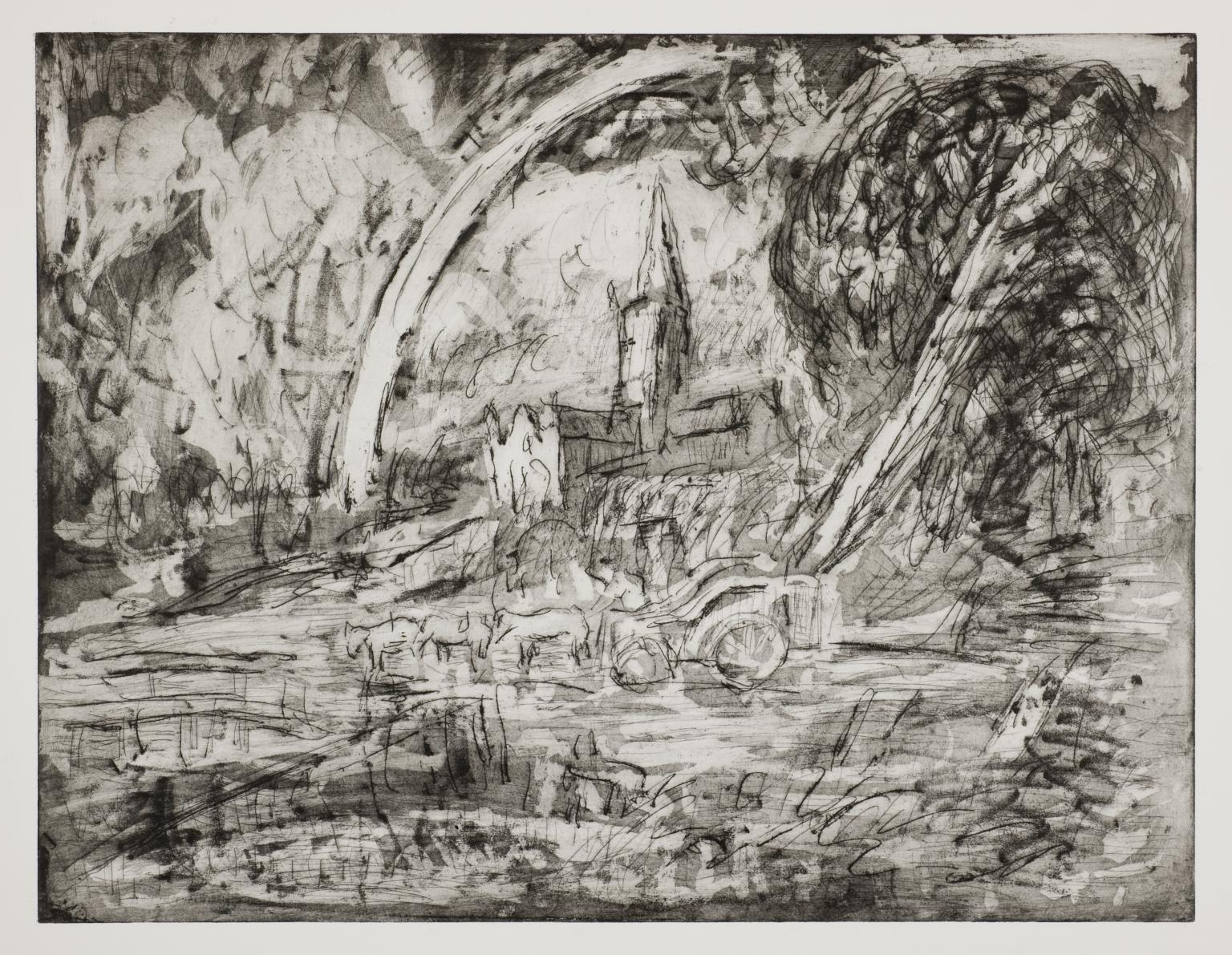 Salisbury Cathedral from the Meadows (1) by Leon Kossoff