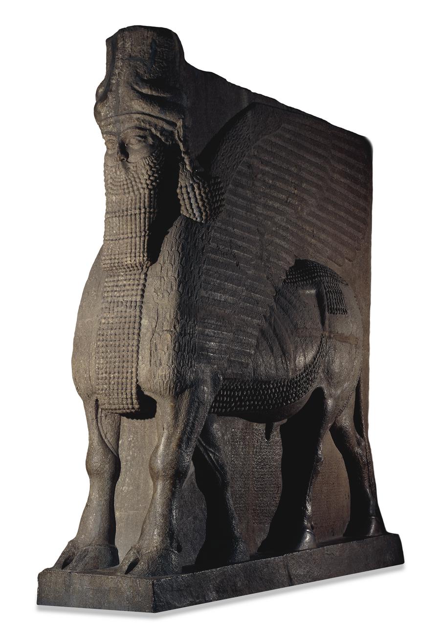 Sculpture of a winged bull