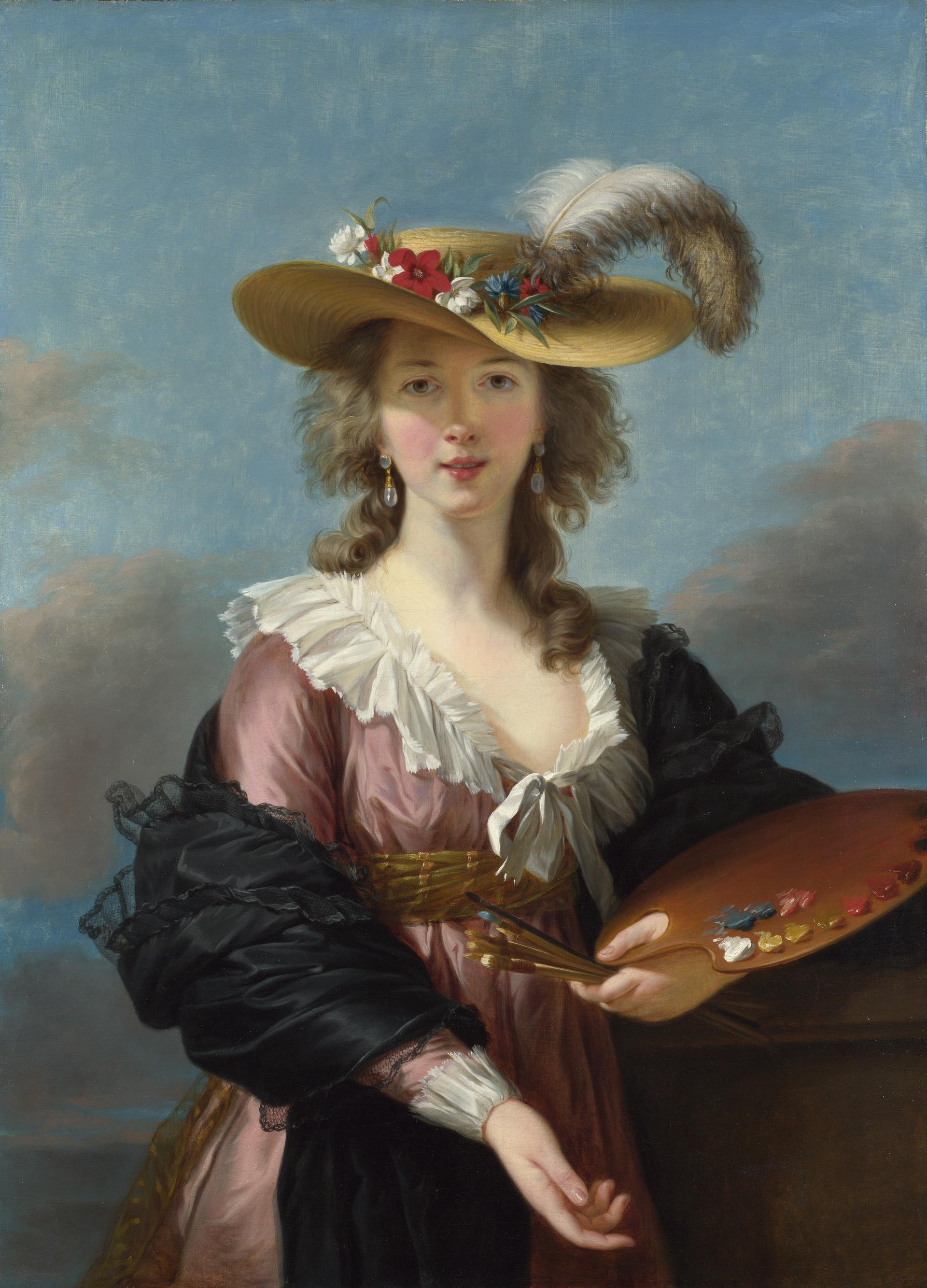 Self Portrait in a Straw Hat by Elisabeth Louise Vigee Le Brun