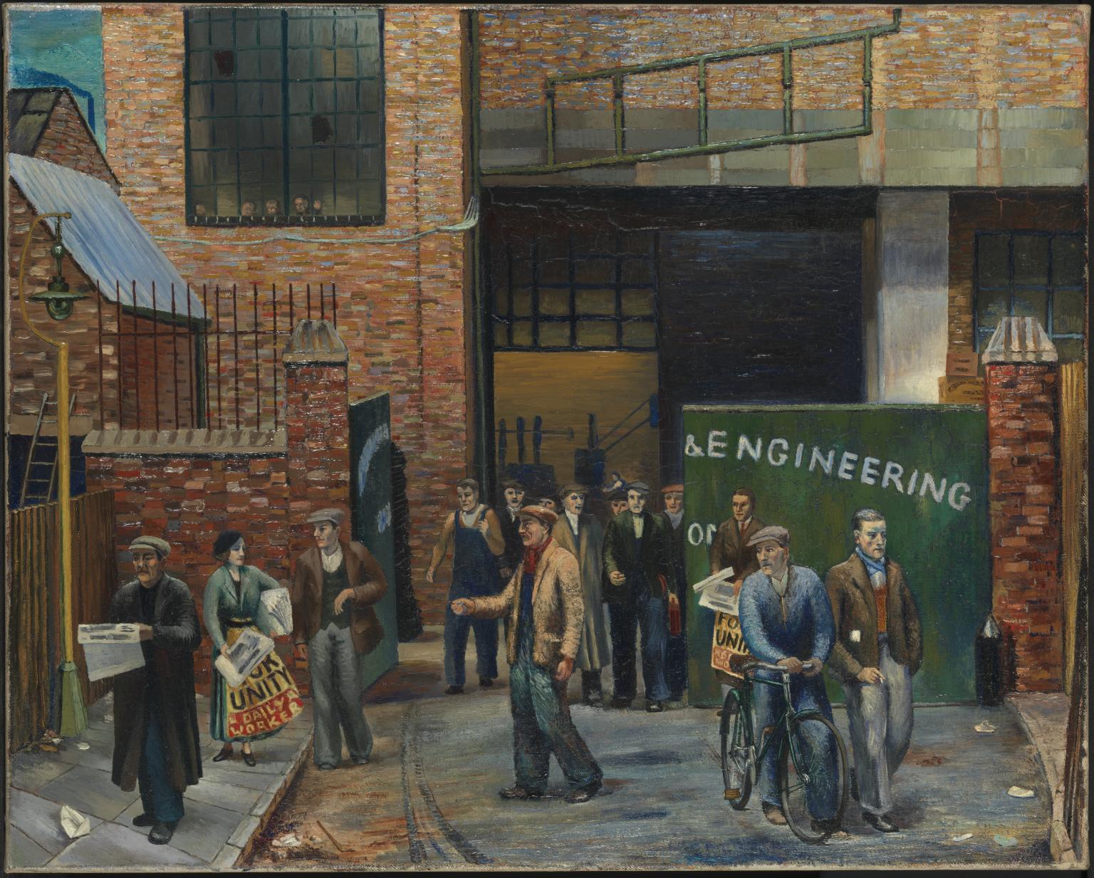 Selling the ‘Daily Worker’ outside Projectile Engineering Works by Clive Branson