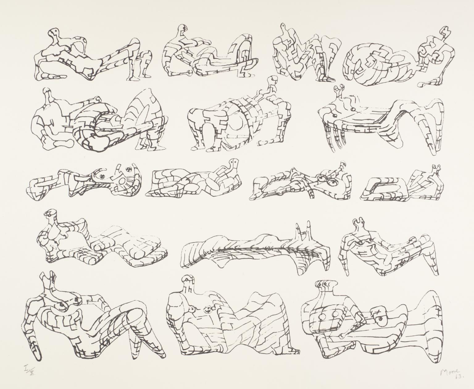 Seventeen Reclining Figures by Henry Moore OM, CH