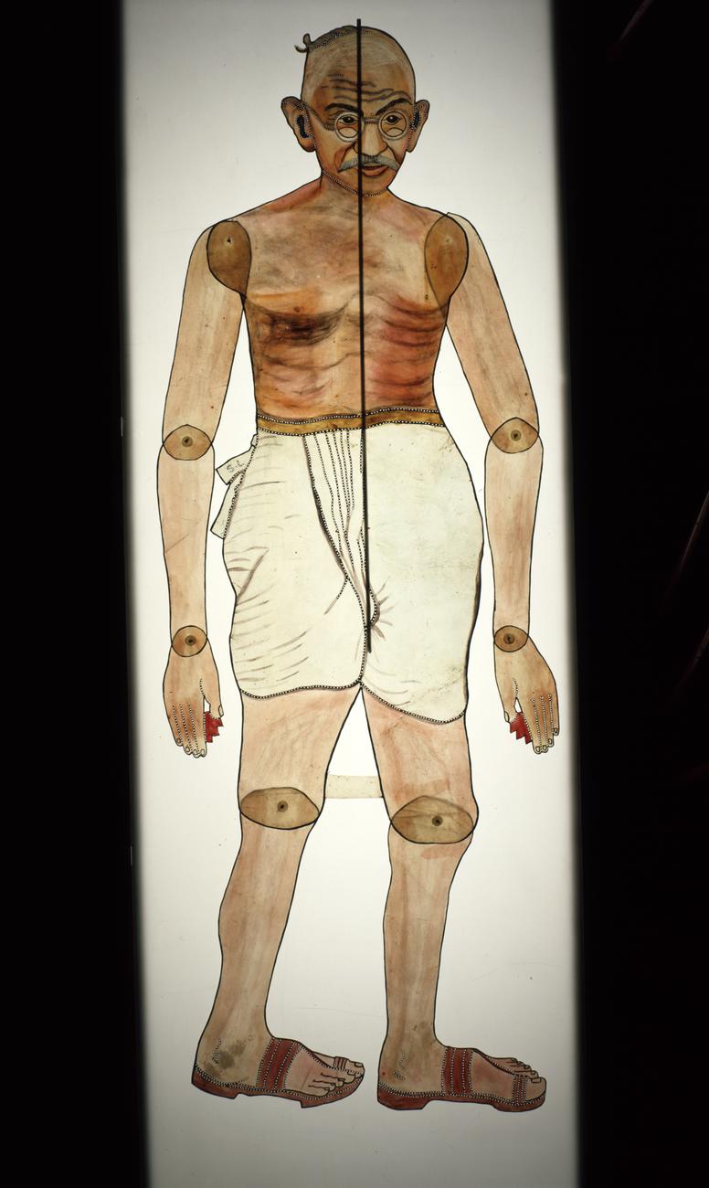 Shadow puppet representing Mohandas K. Gandhi