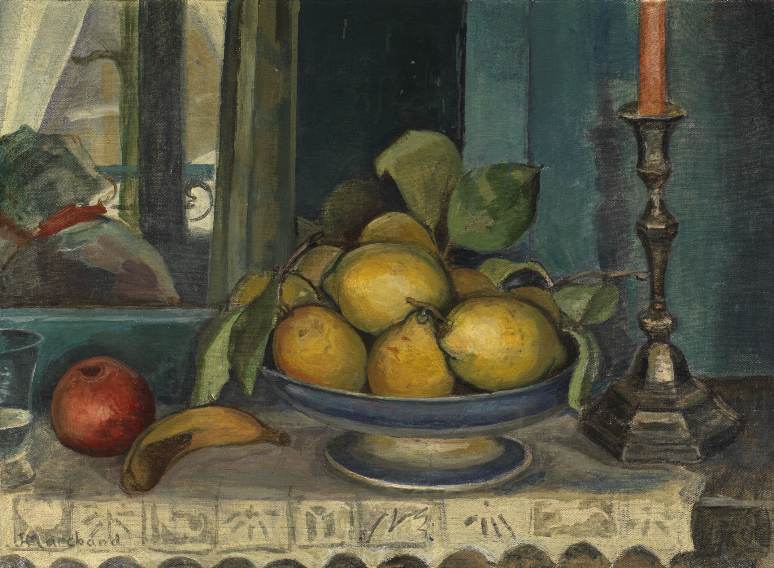 Still Life with Fruit and Candlestick by Jean Hippolyte Marchand