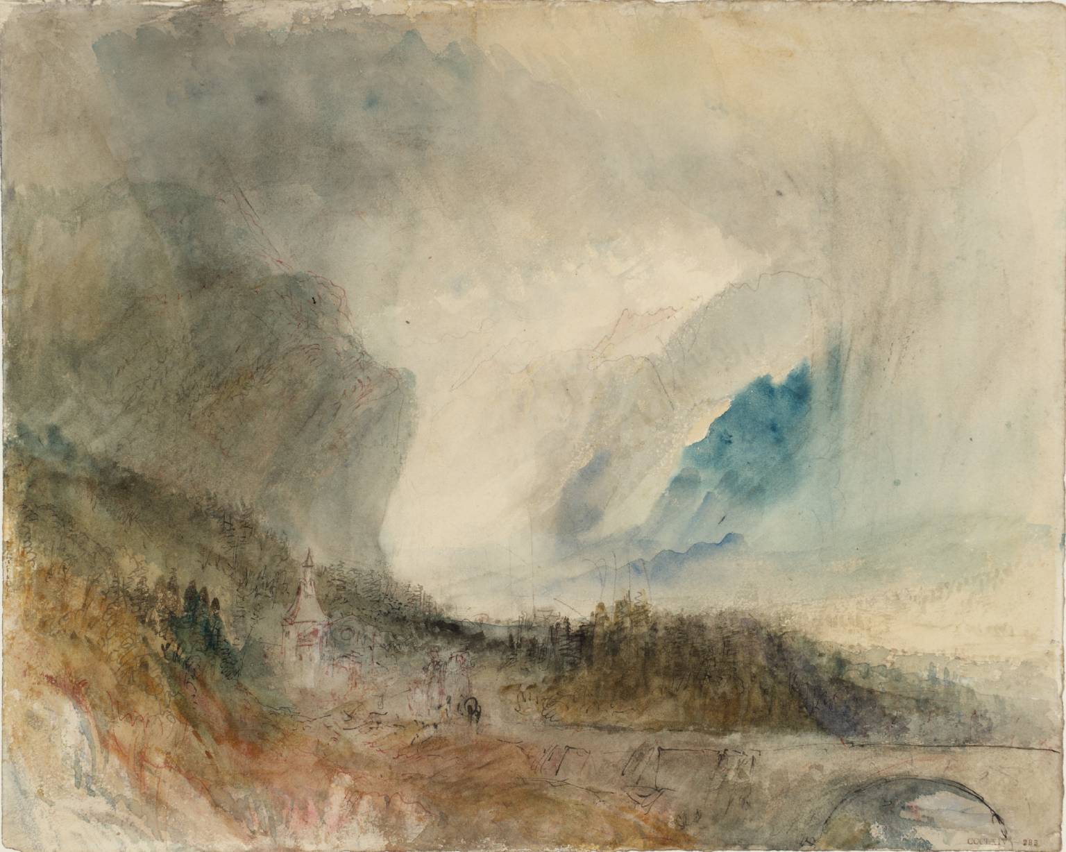 Storm in the St Gotthard Pass. The First Bridge above Altdorf: Sample Study by Joseph Mallord William Turner