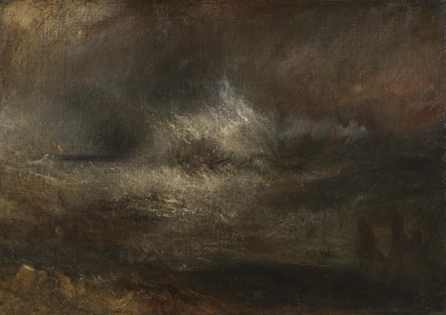 Stormy Sea with Blazing Wreck by Joseph Mallord William Turner