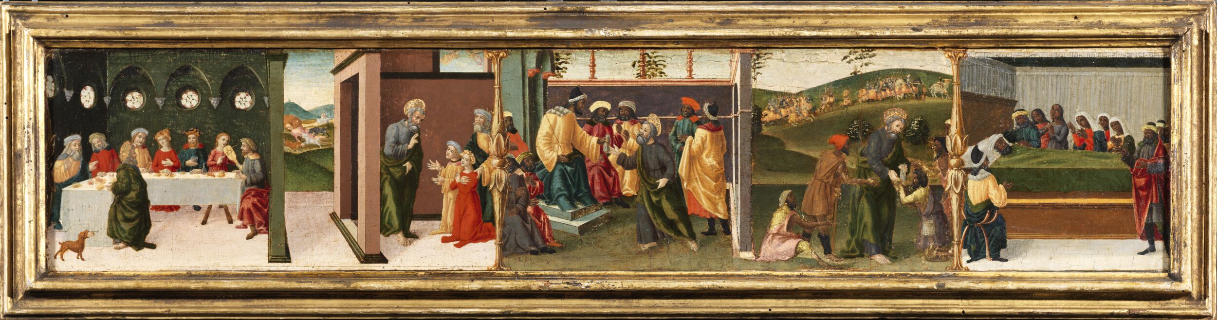 Story of Saint Thomas the Apostle - Gundaphorus gives Saint Thomas money to build his palace, and other episodes by Vincenzo di Antonio Frediani